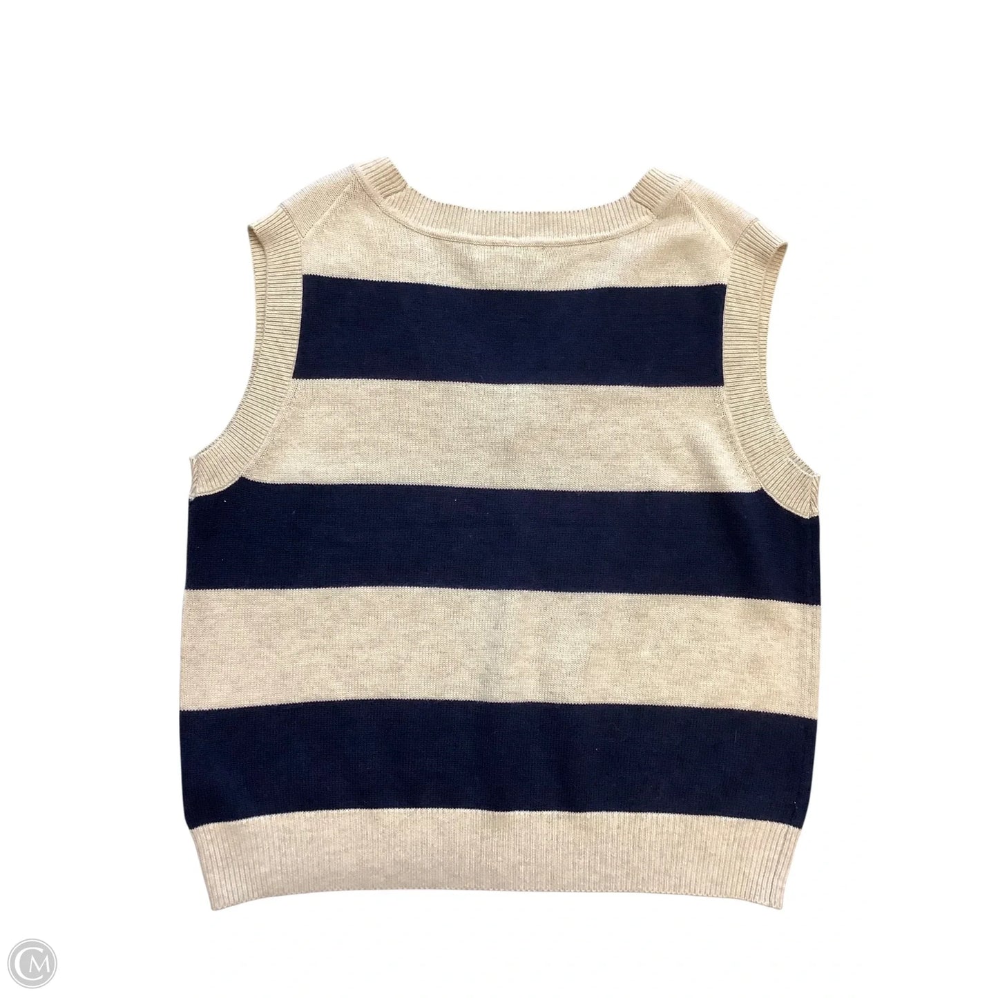 Vest Sweater By Boden In Blue & Tan, Size: M