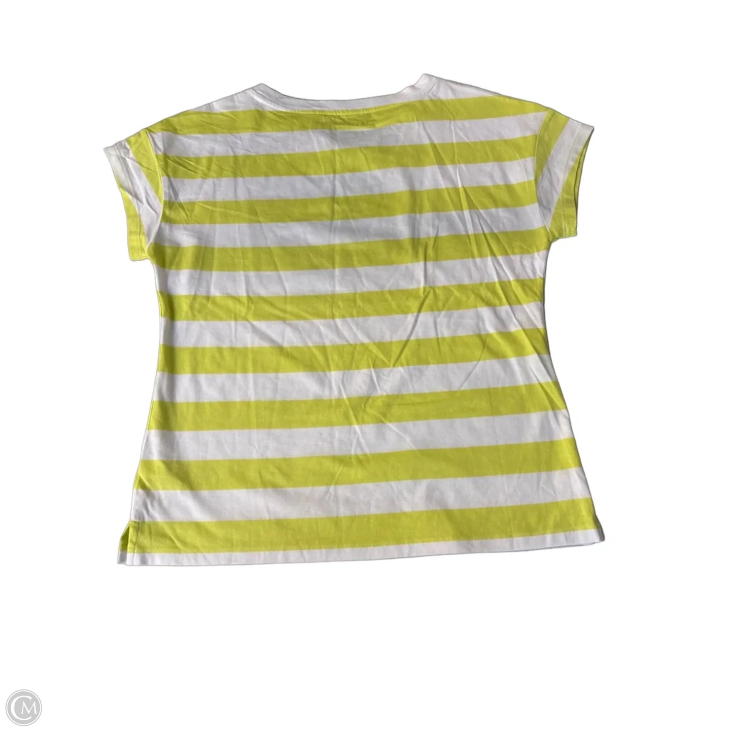 Top Short Sleeve By Talbots In White & Yellow, Size: S