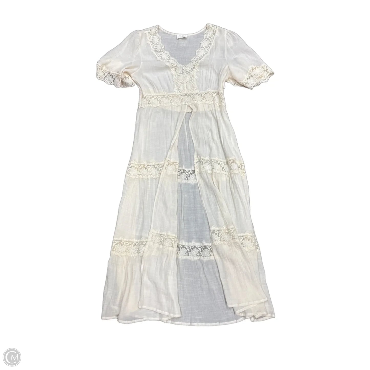 Top Short Sleeve By Allie Rose In Cream, Size: L