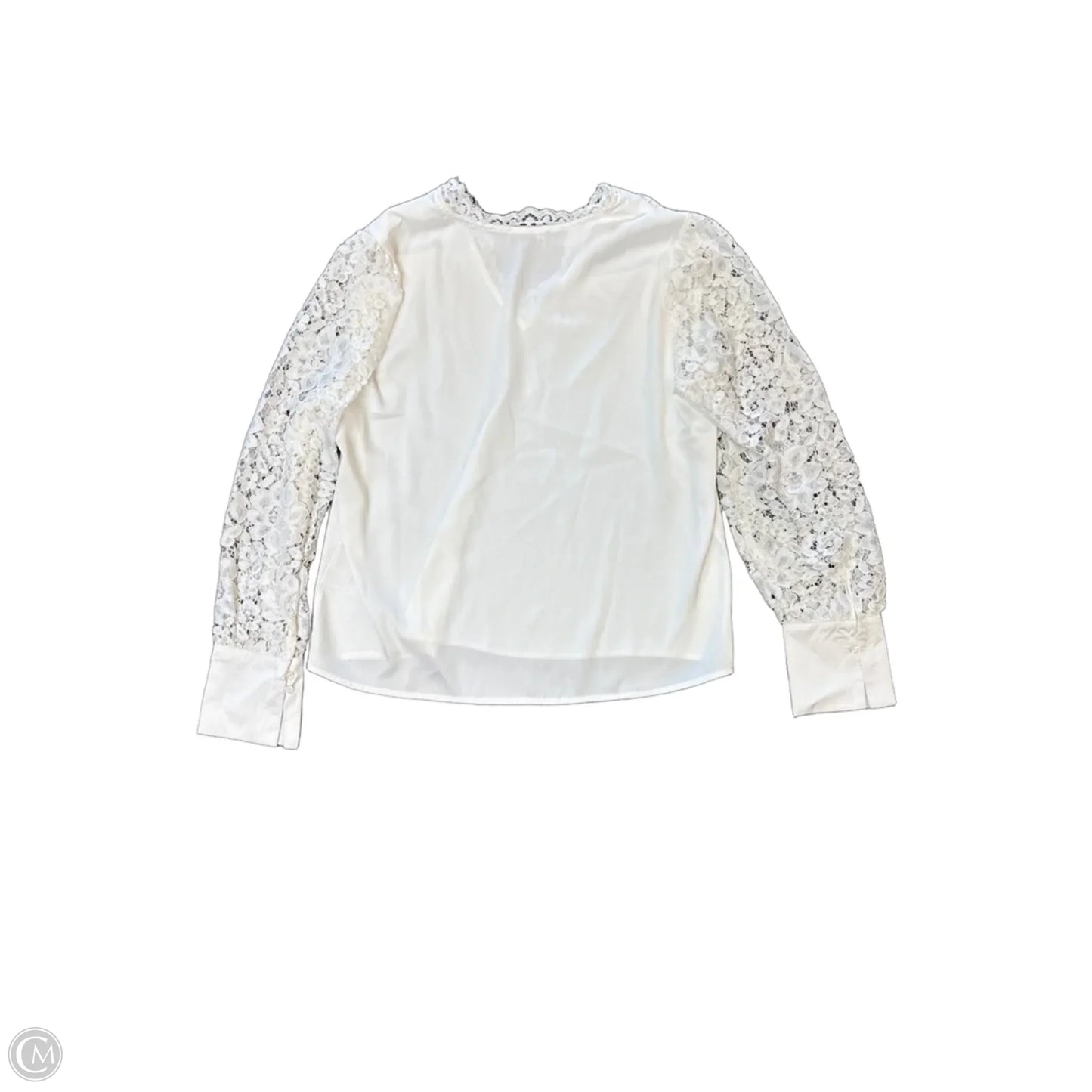 Blouse Long Sleeve By Saks Fifth Avenue In White, Size: L