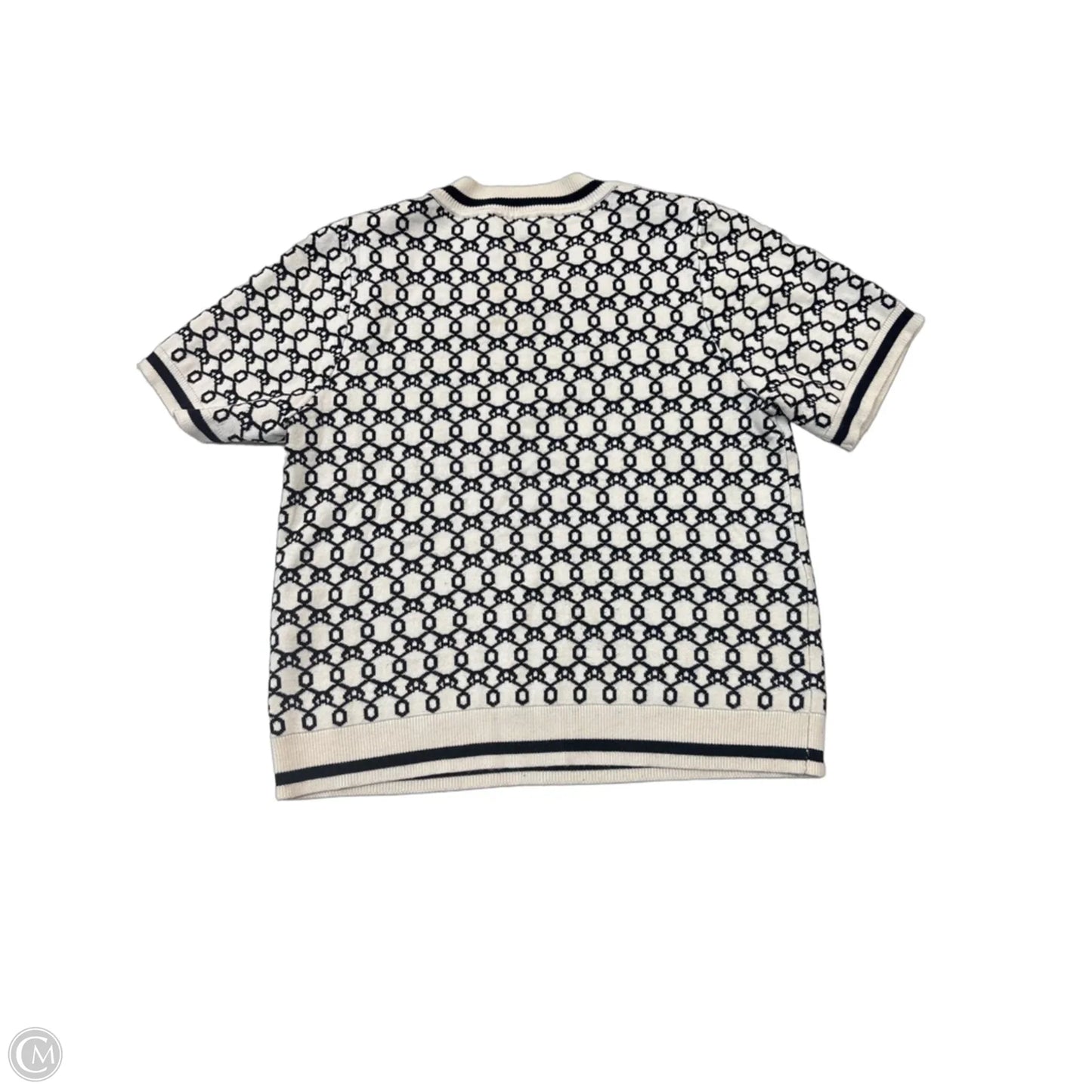 Sweater Short Sleeve By Adrianna Papell In Black & Cream, Size: M