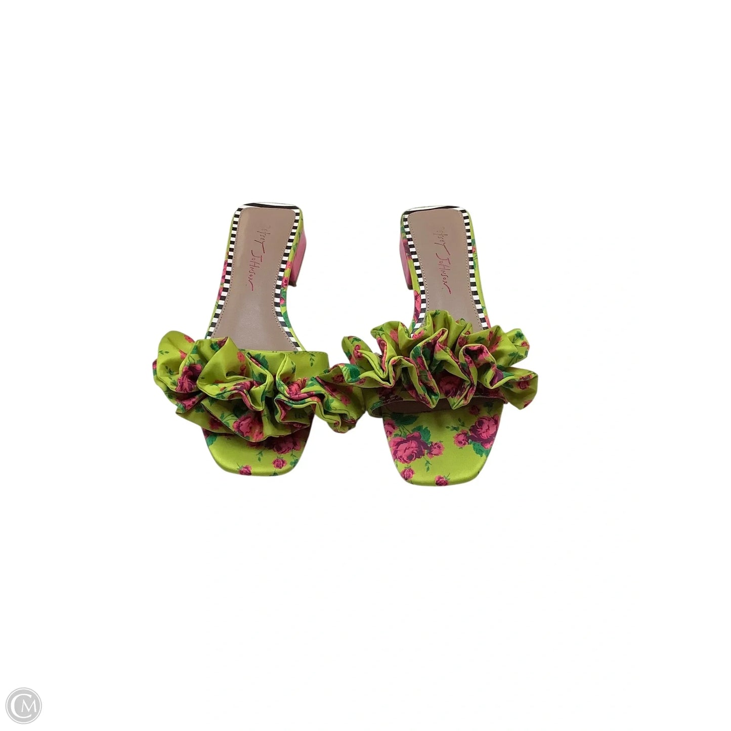 Sandals Heels Block By Betsey Johnson In Green & Pink, Size: 8