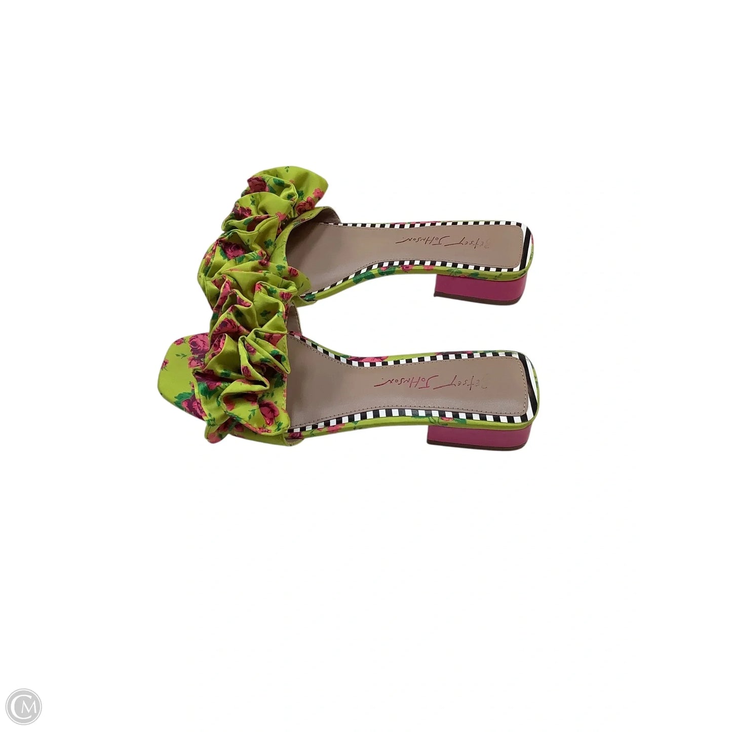 Sandals Heels Block By Betsey Johnson In Green & Pink, Size: 8
