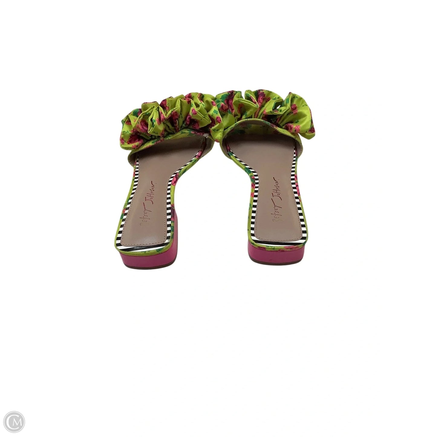 Sandals Heels Block By Betsey Johnson In Green & Pink, Size: 8