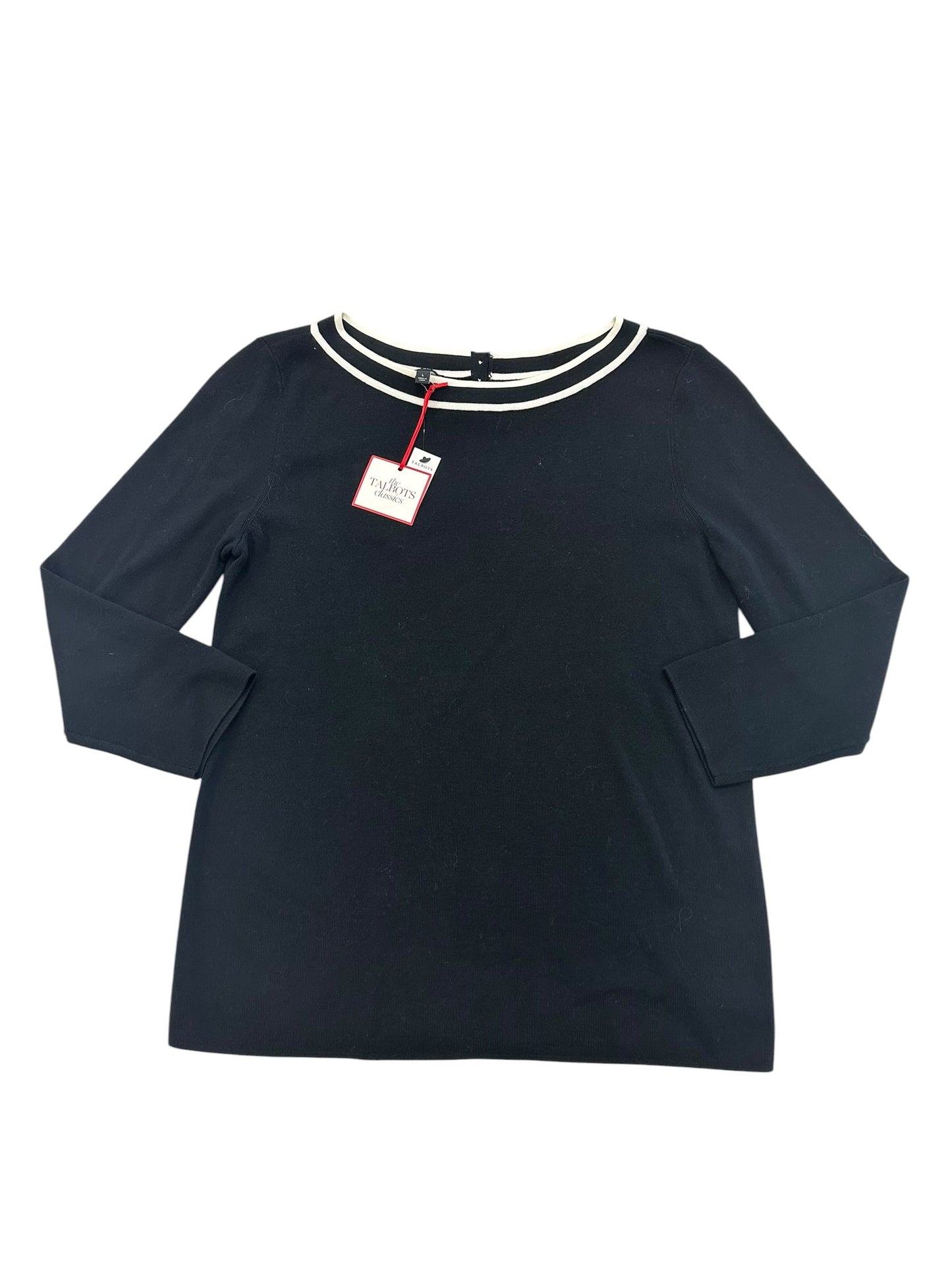 Top Ls By Talbots In Black & Cream, Size:L