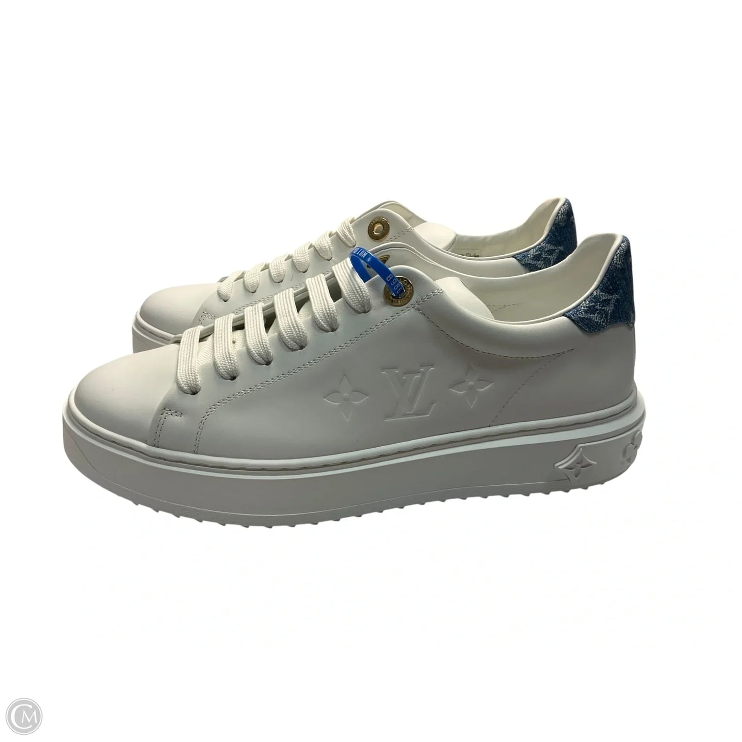 Shoes Luxury Designer By Louis Vuitton In White Denim, Size: 9