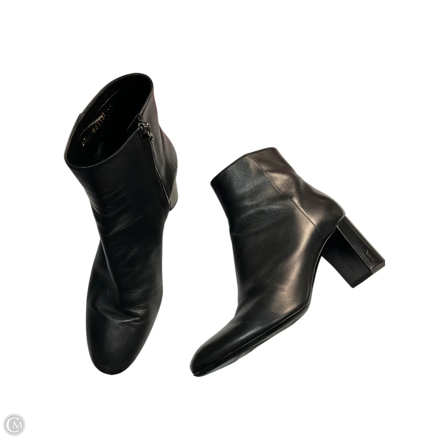Boots Luxury Designer By Yves Saint Laurent In Black, Size: 10