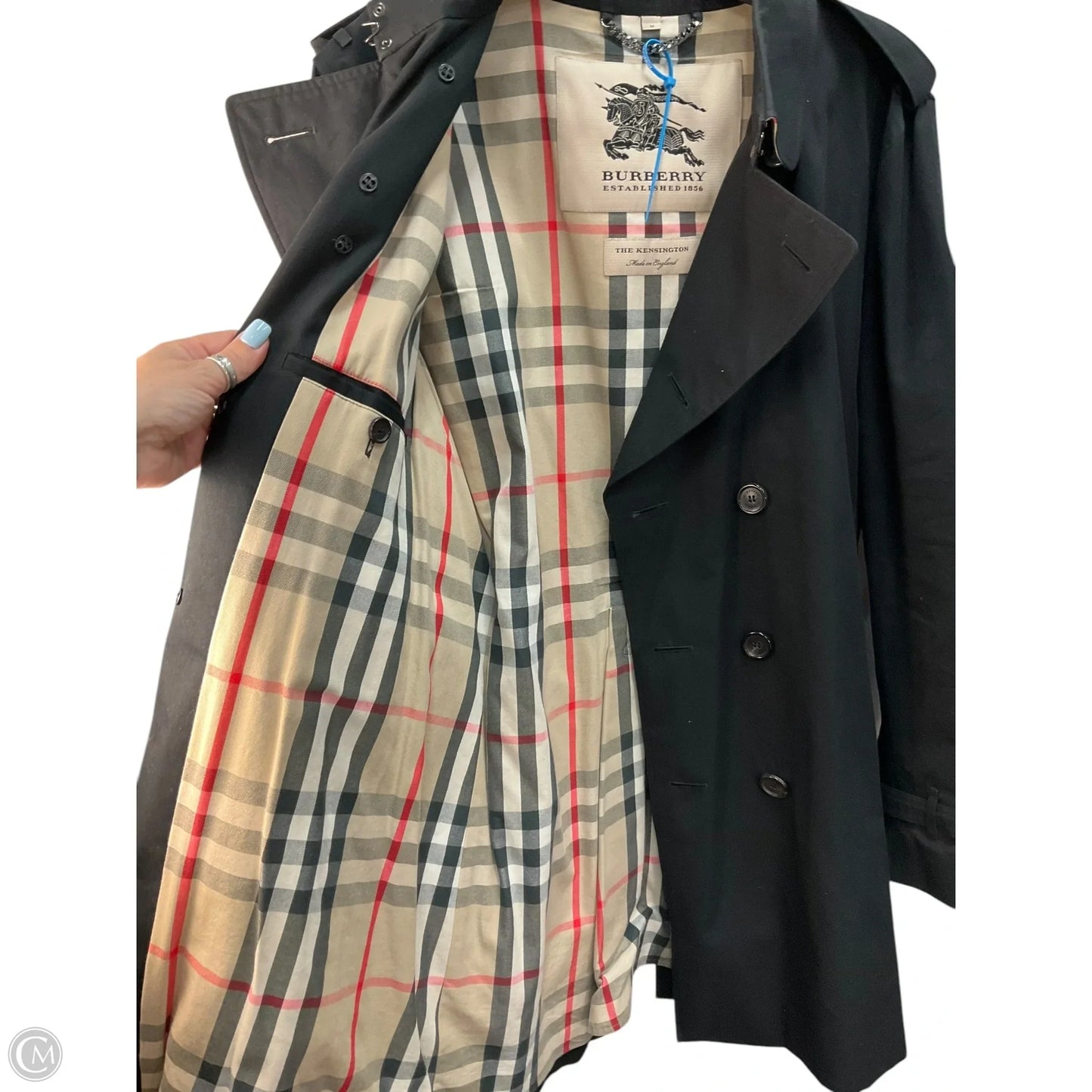 Coat Luxury Designer By Burberry In Black, Size: Xl
