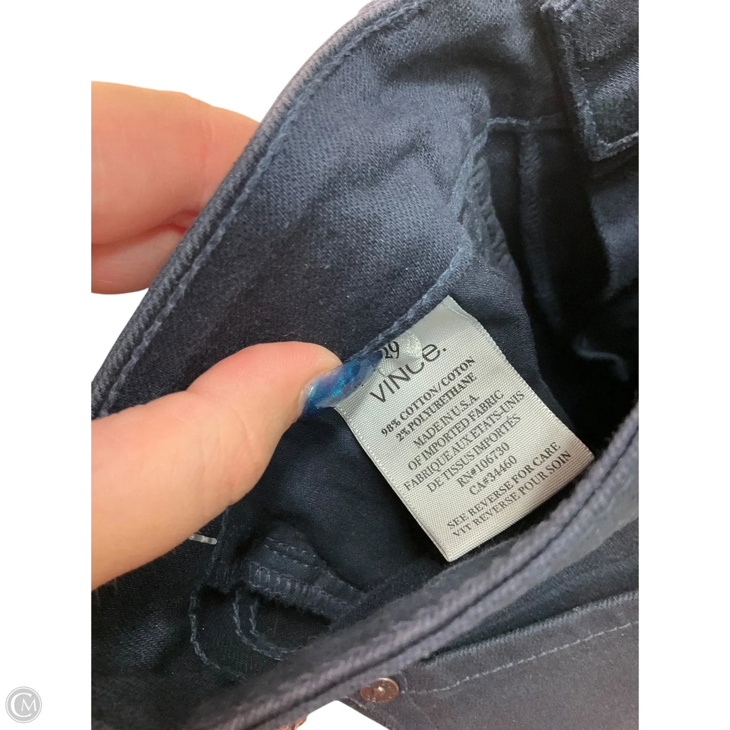 Jeans Skinny By Vince In Blue, Size: 6