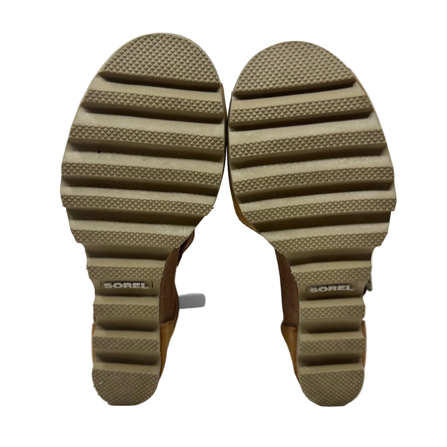 Joanie Sandals Heels Wedge By Sorel In Tan, Size: 7