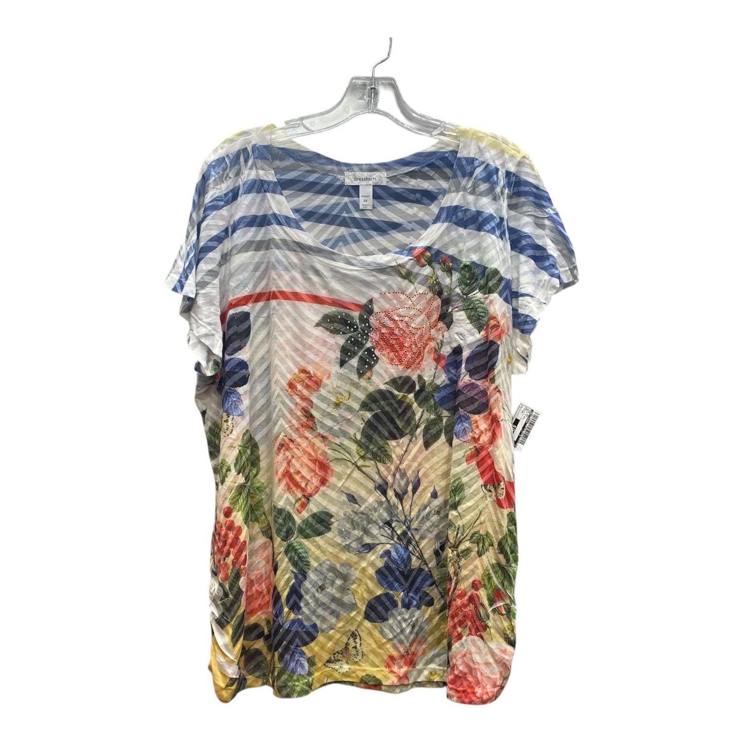 Top Ss By Dressbarn In Blue & Red, Size:2X