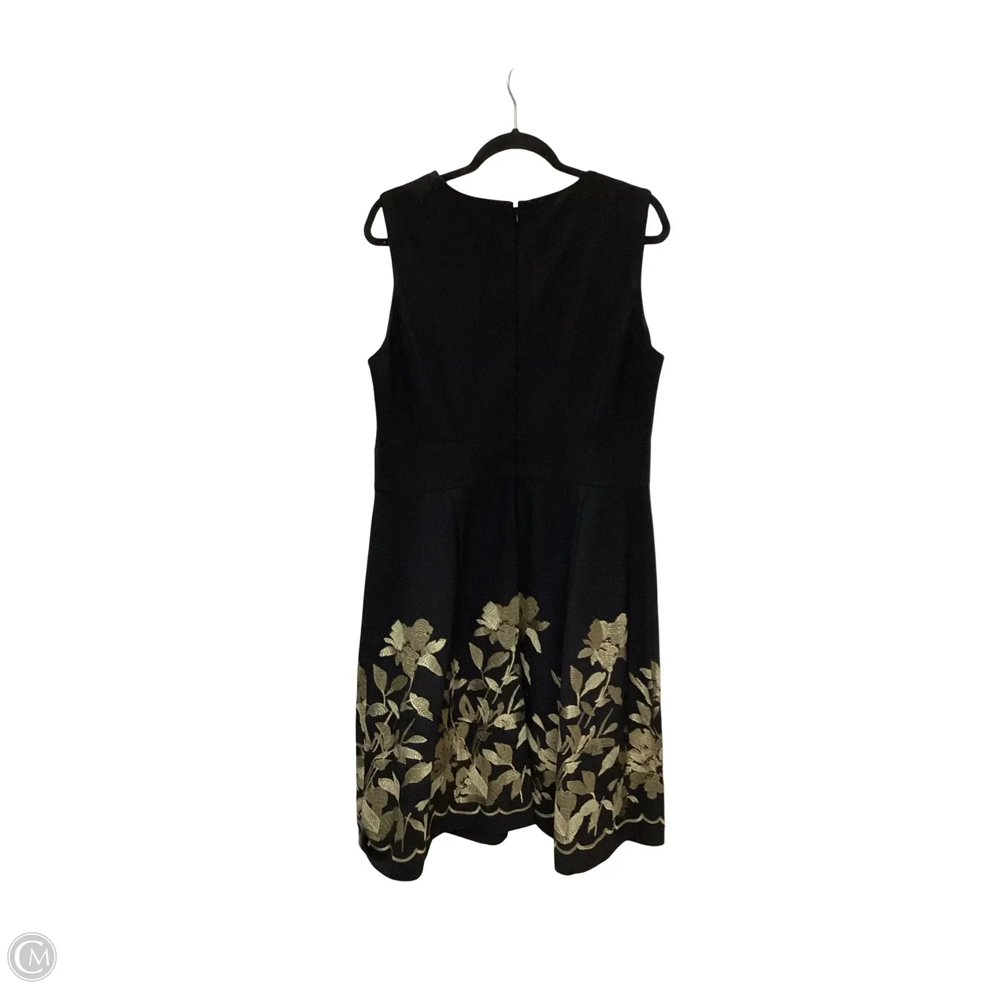 Dress Casual Midi By Calvin Klein In Black & Gold, Size: 16