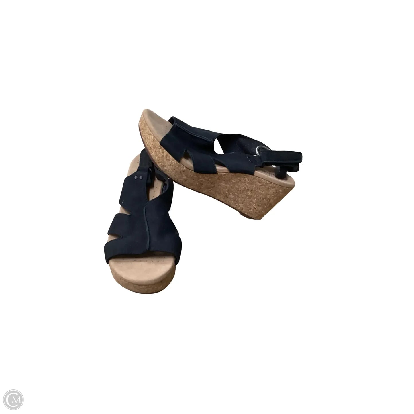 Sandals Heels Wedge By Clarks In Black, Size: 7