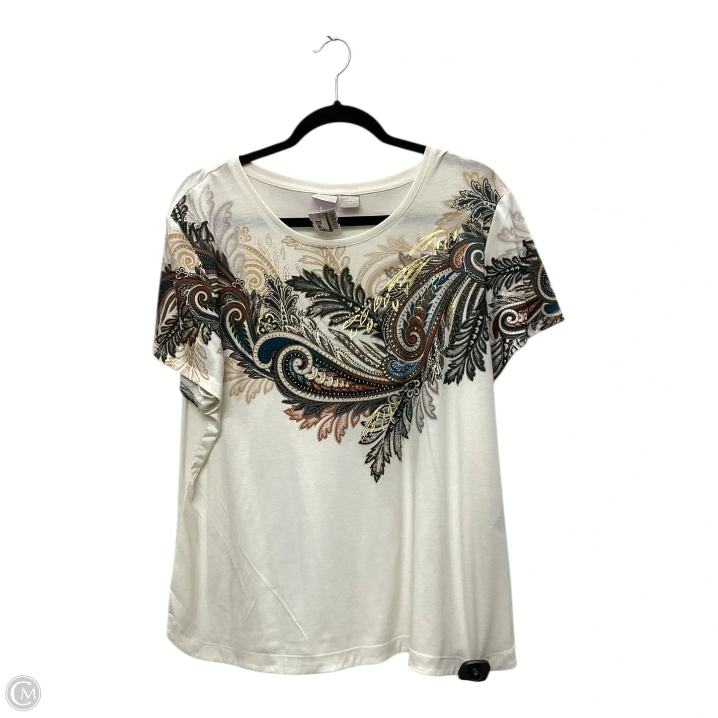 Top Short Sleeve By Chicos In Cream, Size: 16