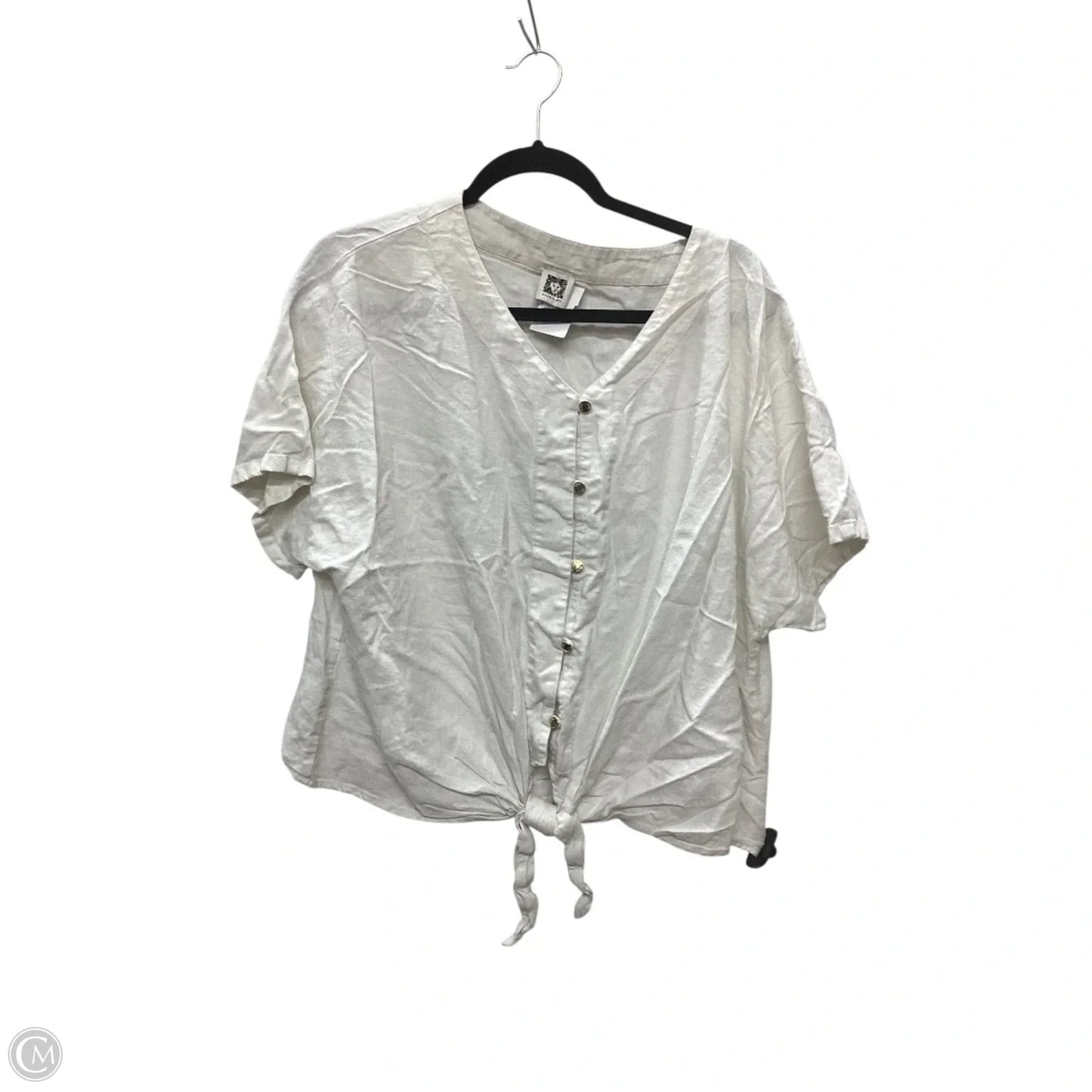 Top Short Sleeve By Anne Klein In White, Size: L