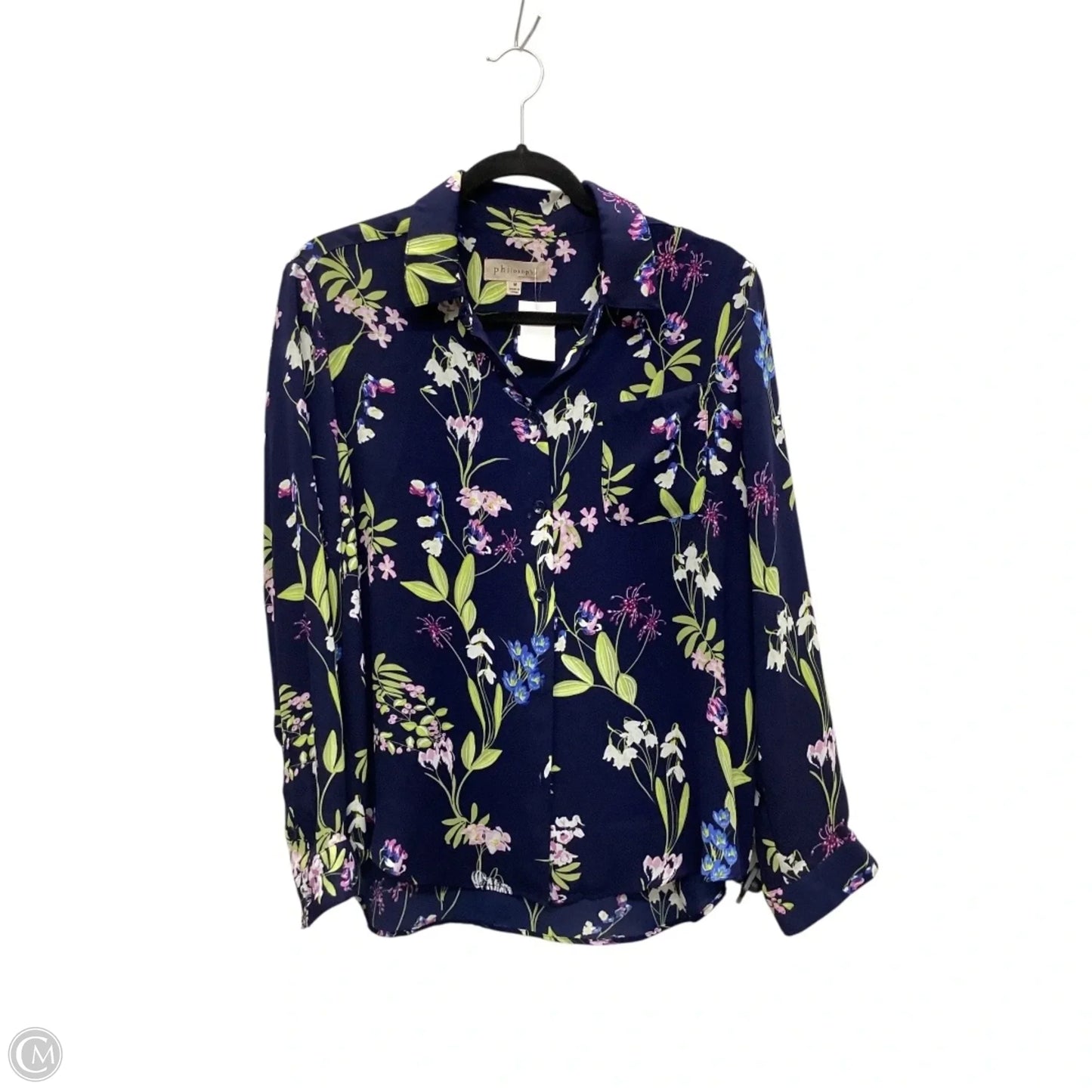 Top Long Sleeve By Philosophy In Blue, Size: M