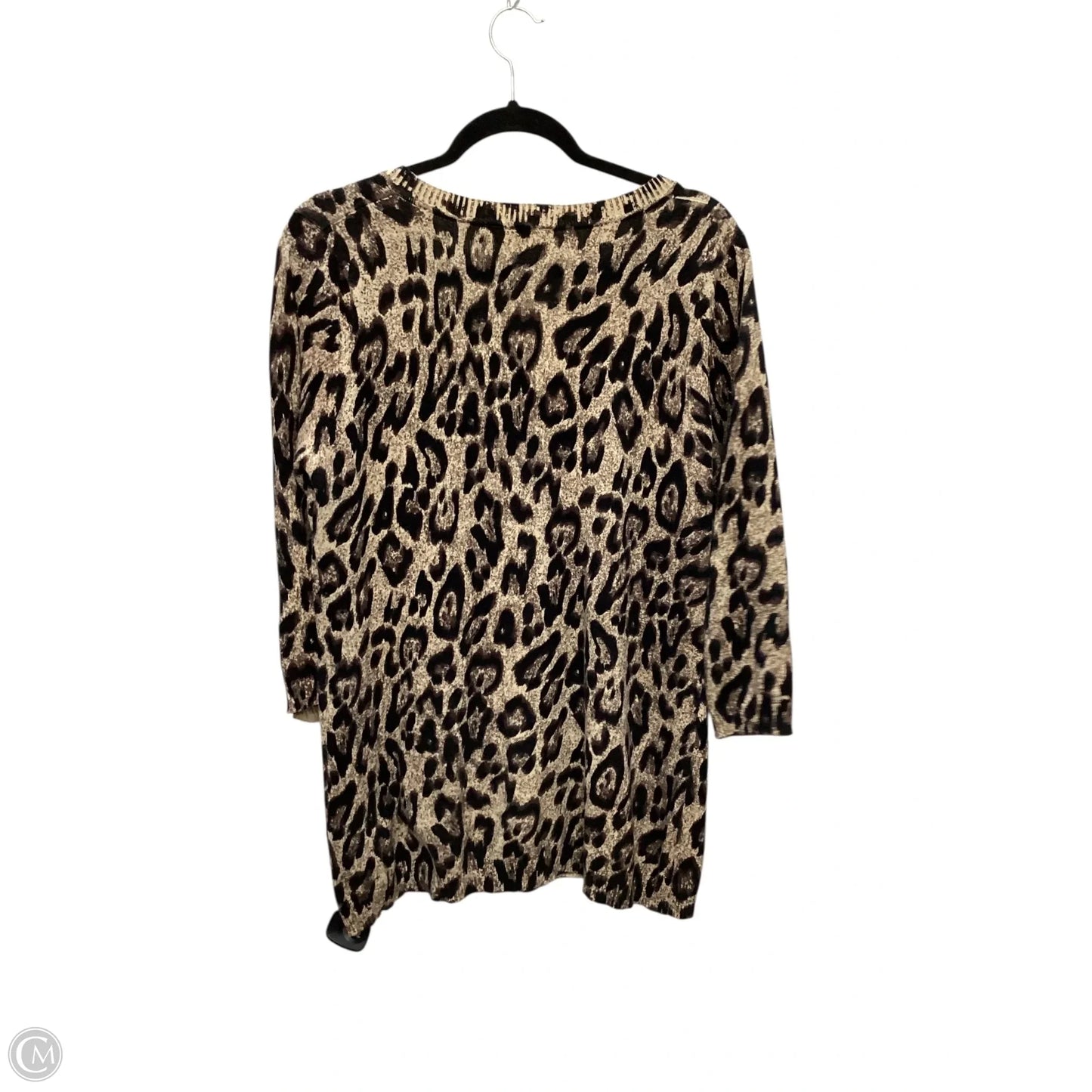 Top 3/4 Sleeve By Cato In Leopard Print, Size: L
