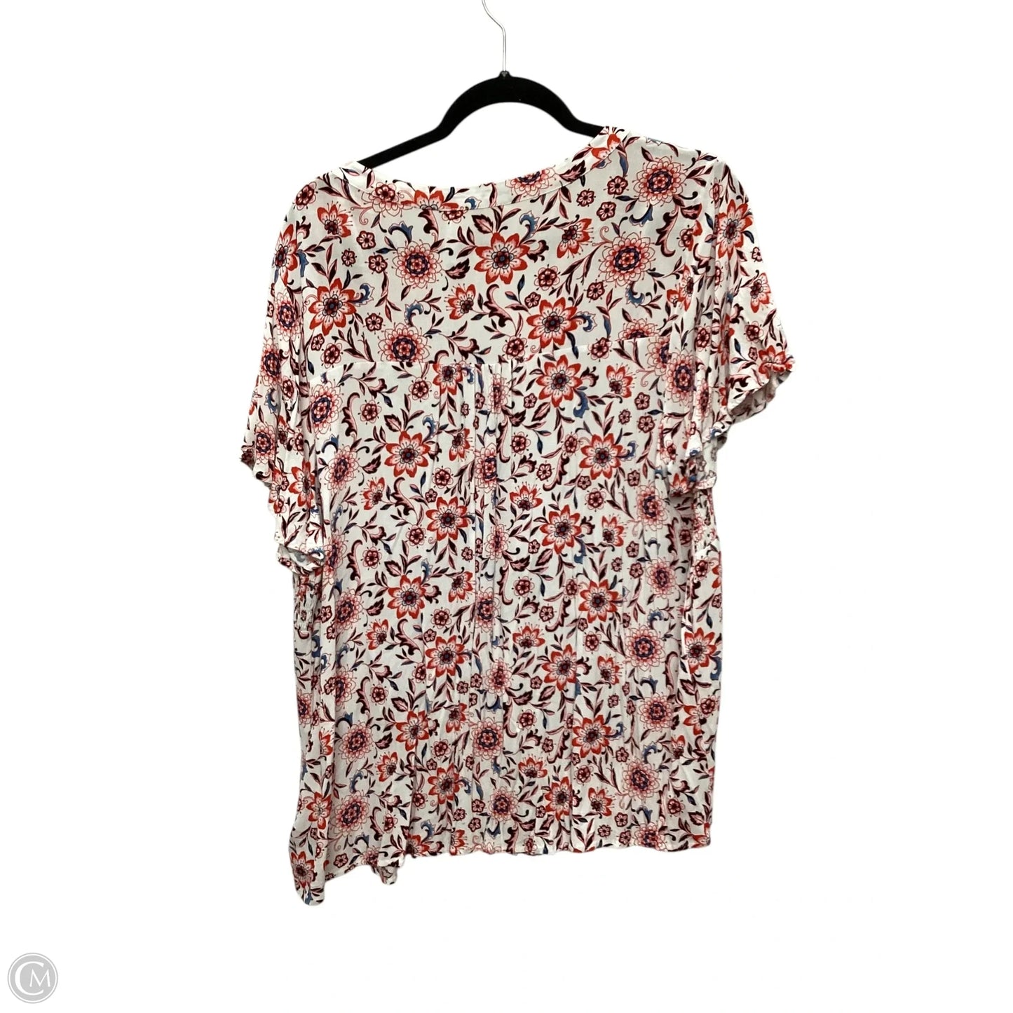 Top Short Sleeve By Cmc In Red & White, Size: 2x