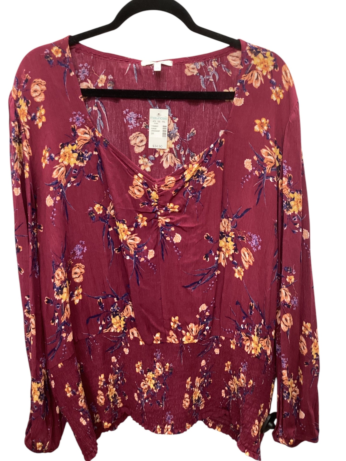 Top Long Sleeve By Maurices In Purple, Size: 2x