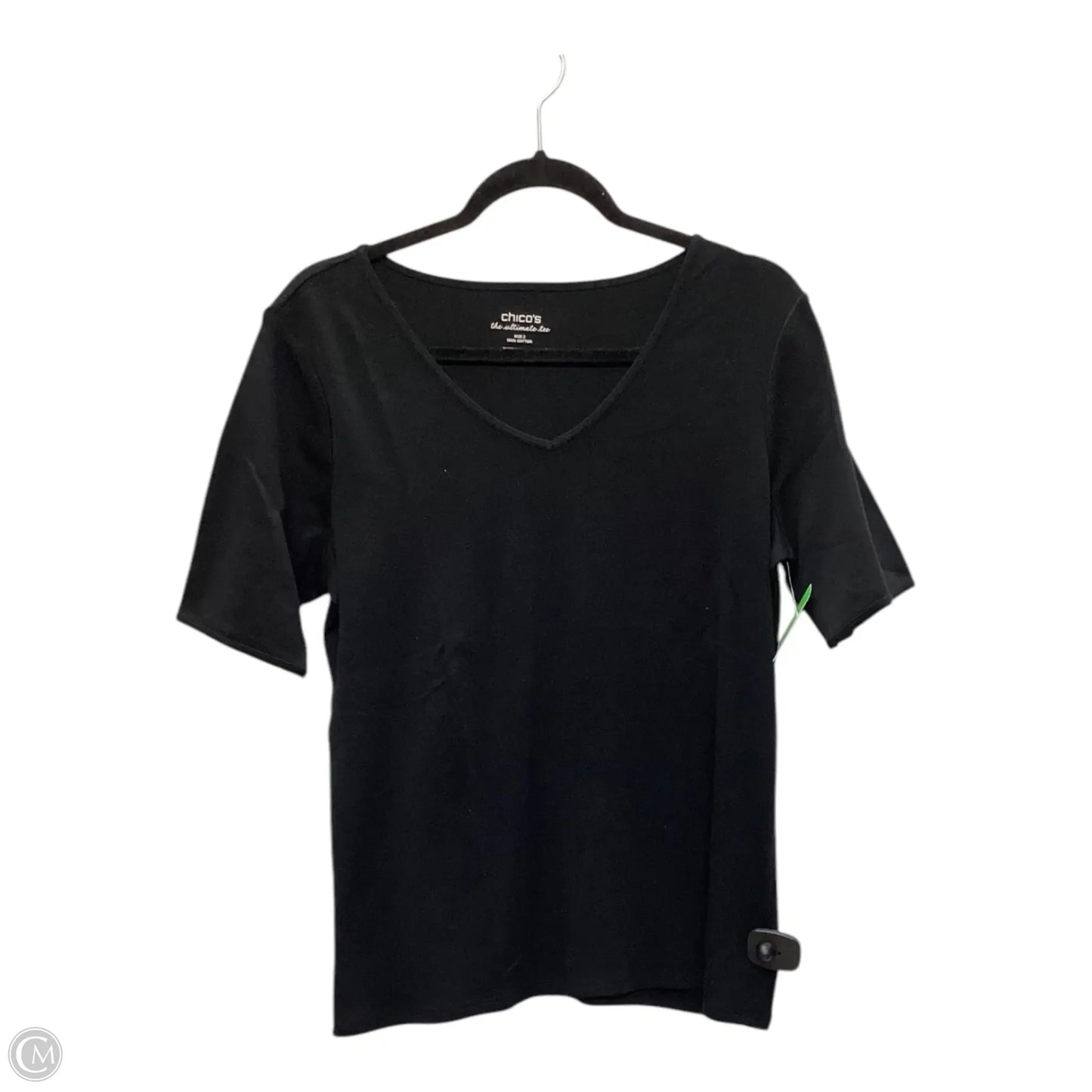 Top Short Sleeve Basic By Chicos In Black, Size: L
