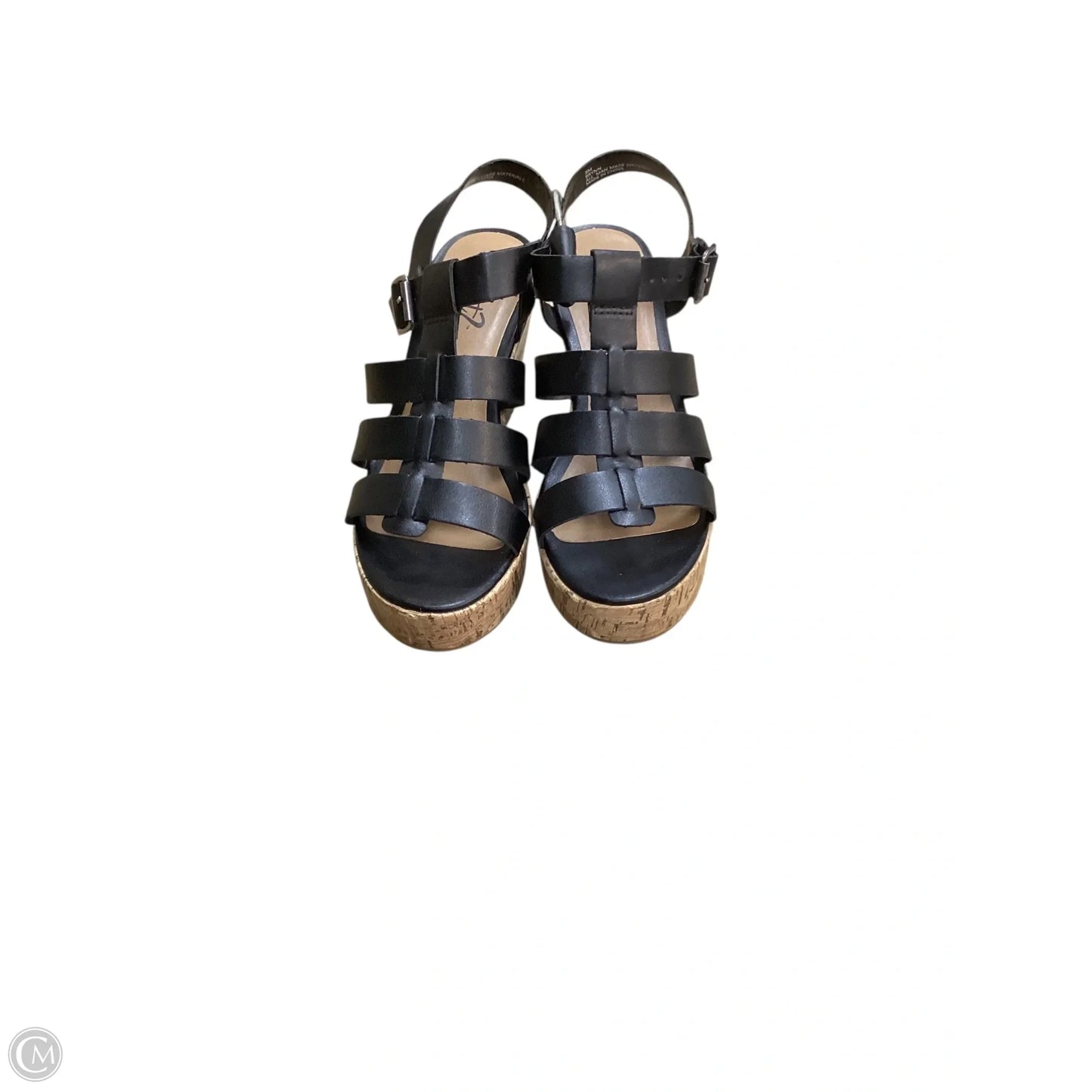 Sandals Heels Wedge By Clothes Mentor In Black, Size: 8