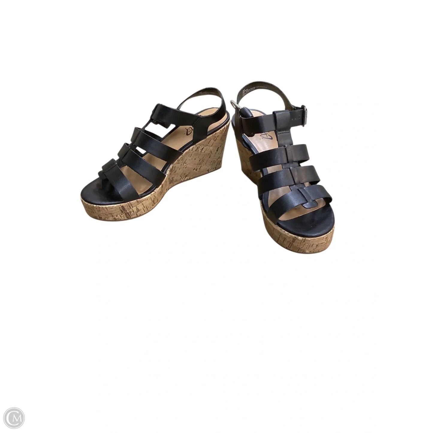 Sandals Heels Wedge By Clothes Mentor In Black, Size: 8