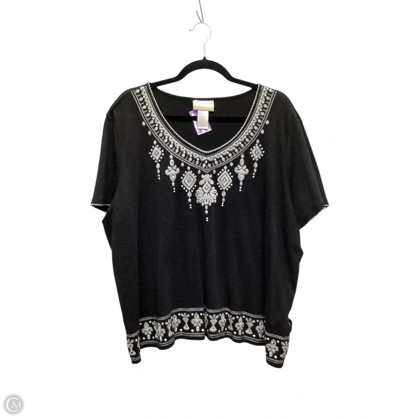 Top Short Sleeve By Alfred Dunner In Black, Size: 2x