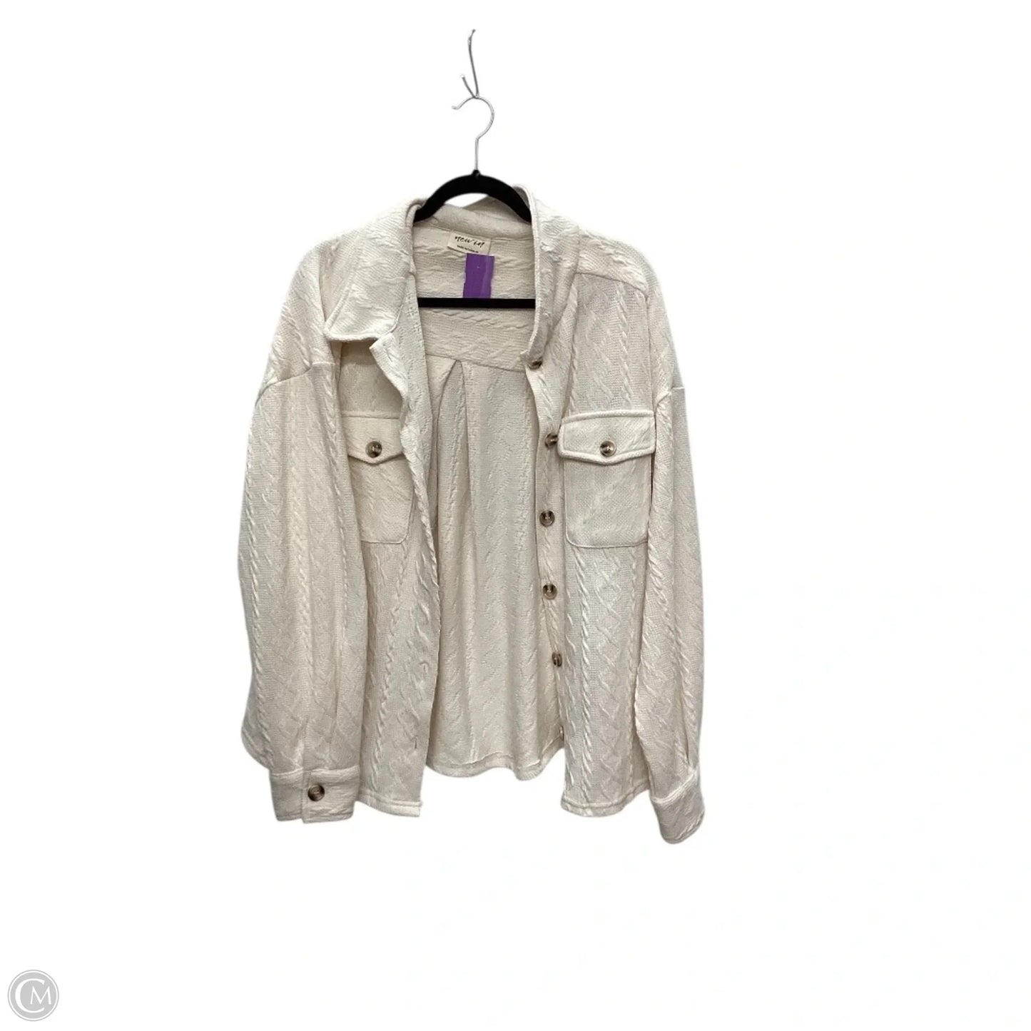 Jacket Shirt By Clothes Mentor In Cream, Size: M