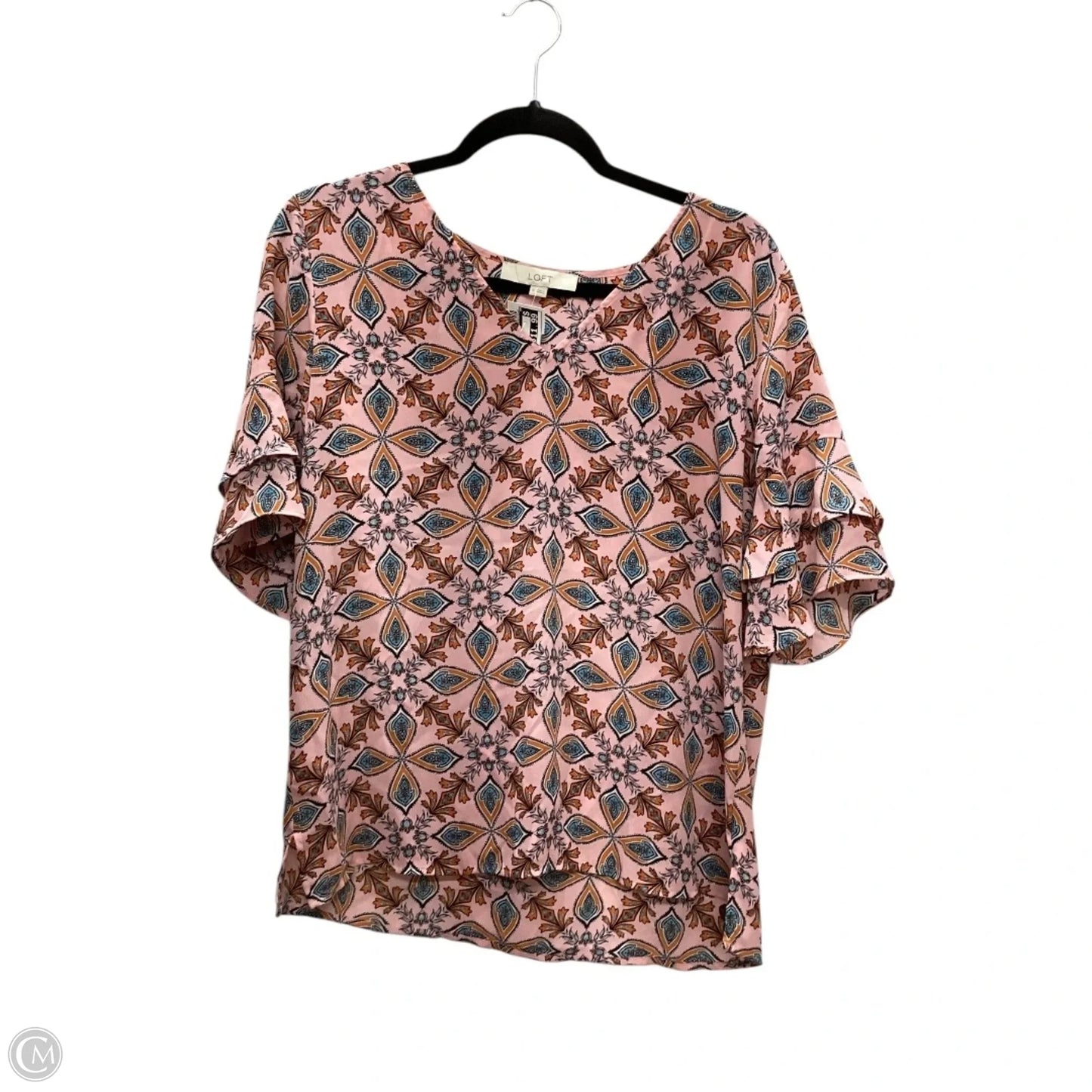 Top Short Sleeve By Loft In Pink, Size: L