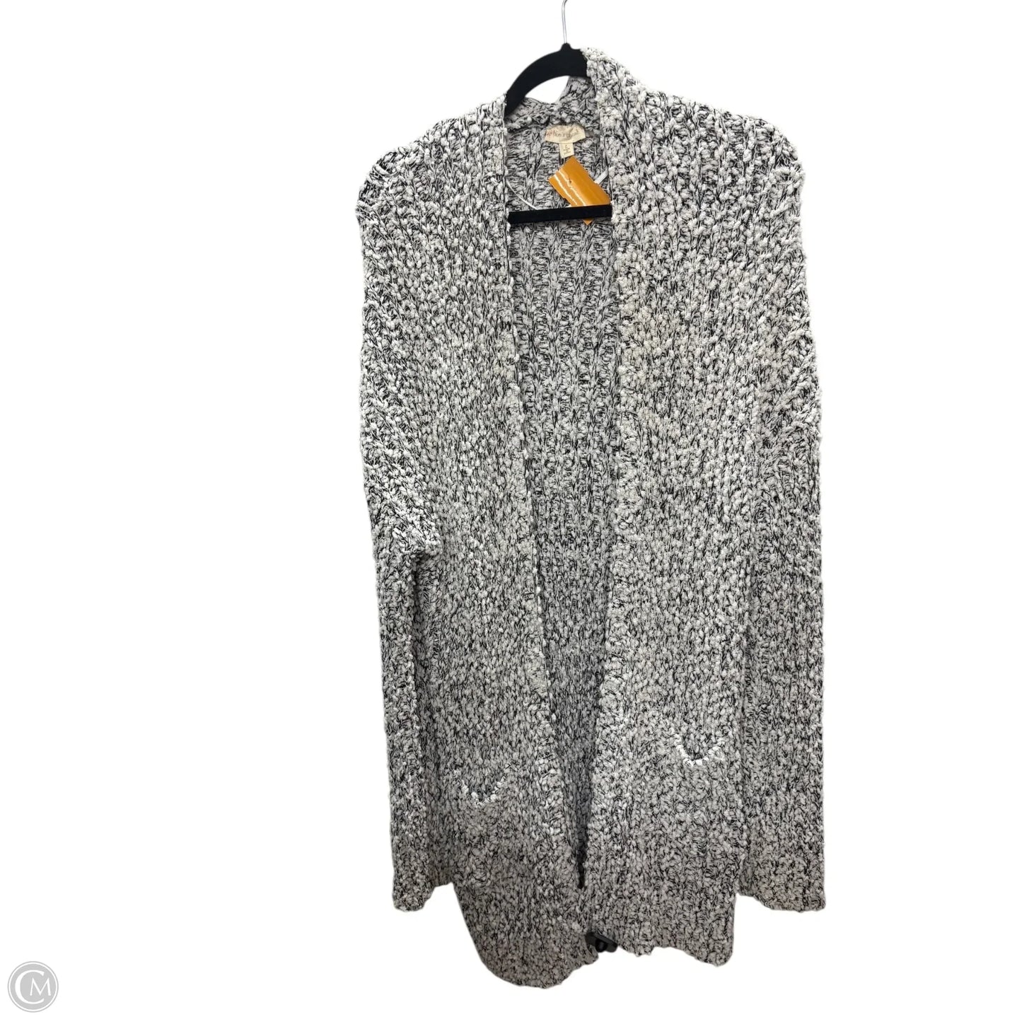 Sweater Cardigan By Hem & Thread In Black & White, Size: L