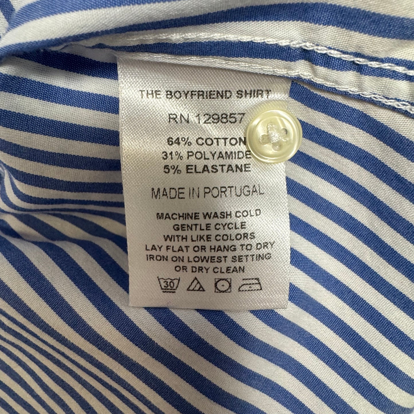 The Boyfriend Shirt By The Shirt Rochelle Behrens In Striped Pattern, Size: L