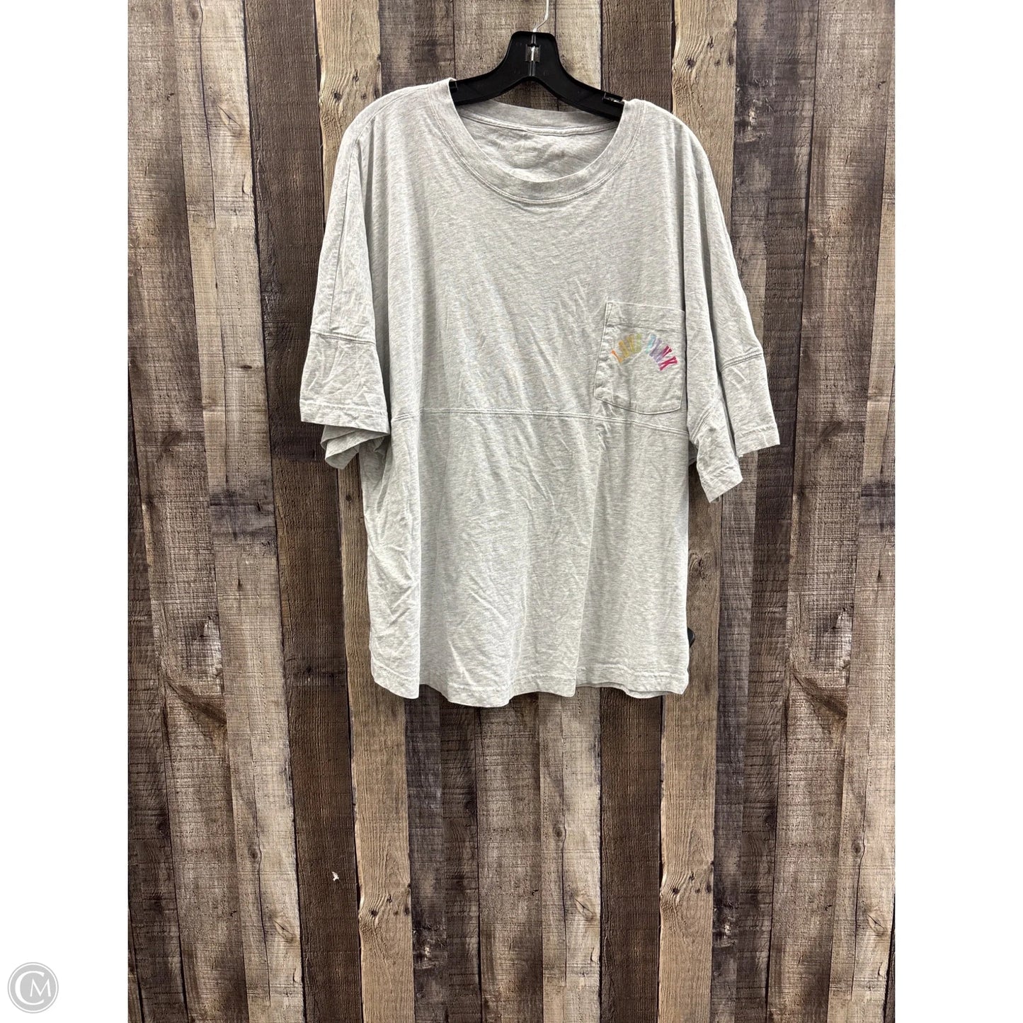 Top Short Sleeve By Pink In Grey, Size: Xl