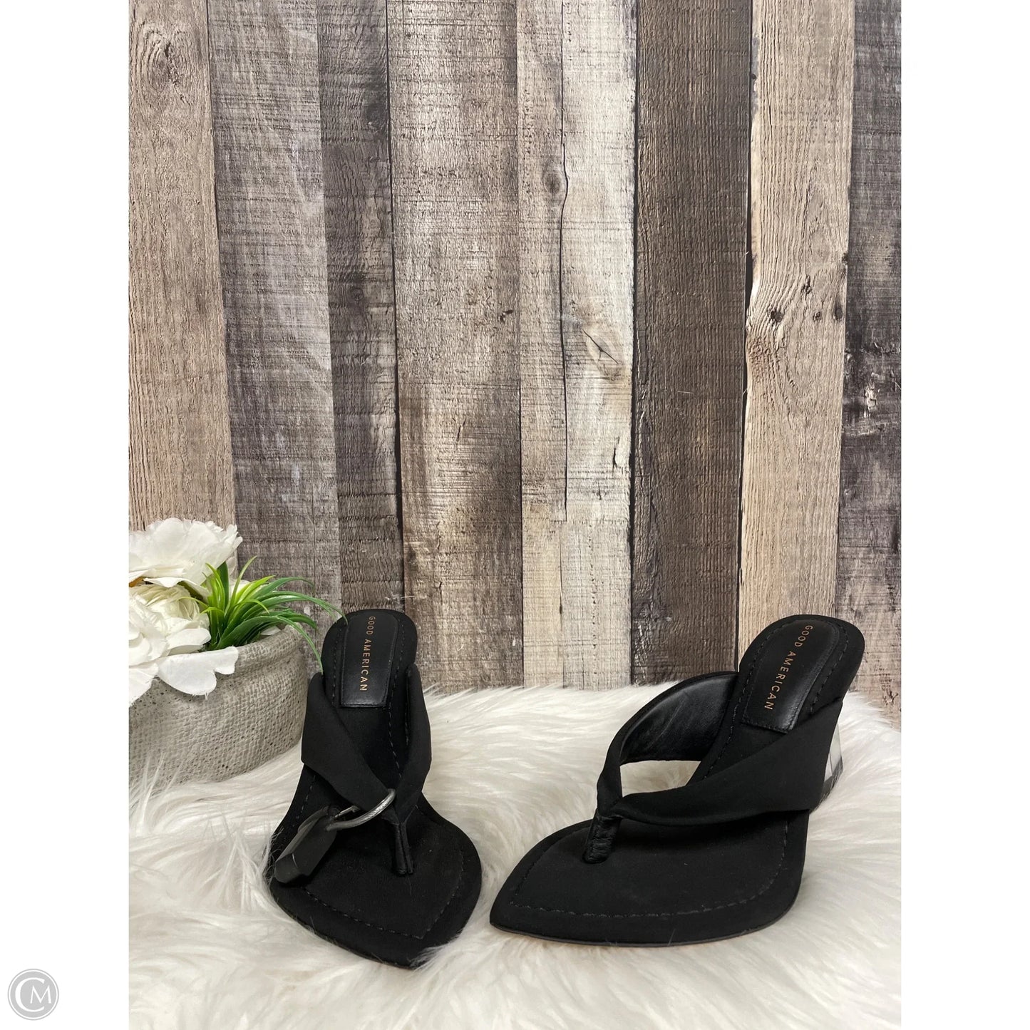 Sandals Heels Block By Good American In Black, Size: 7.5
