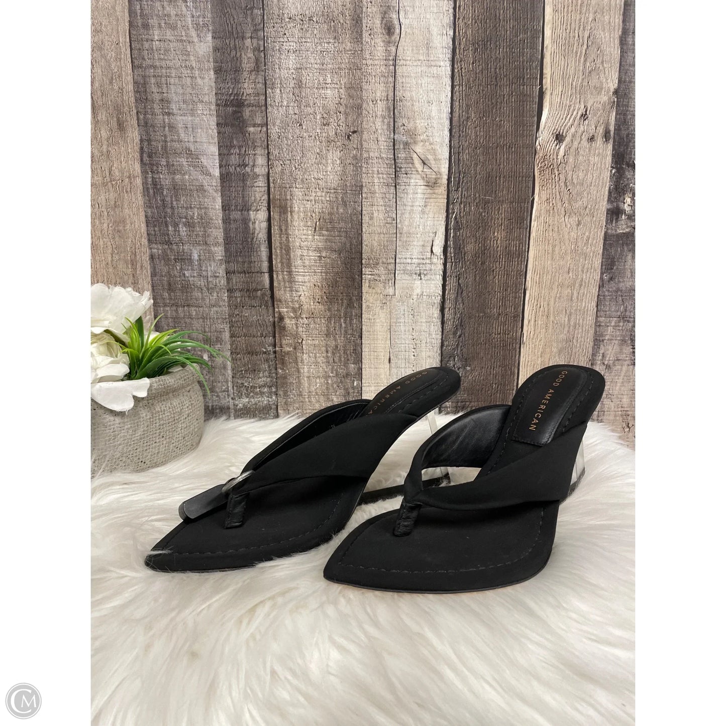 Sandals Heels Block By Good American In Black, Size: 7.5