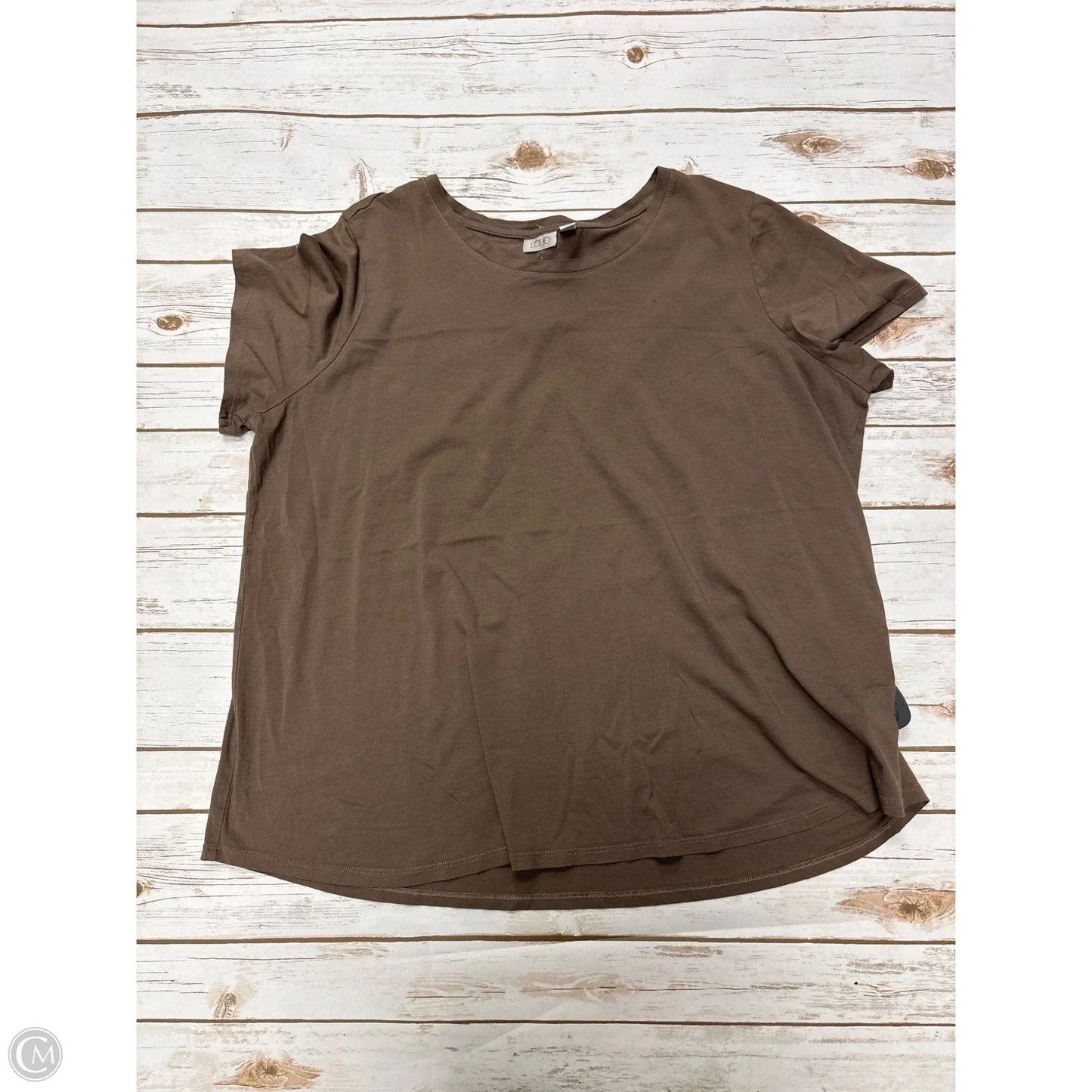Top Short Sleeve By Logo In Brown, Size: 2x