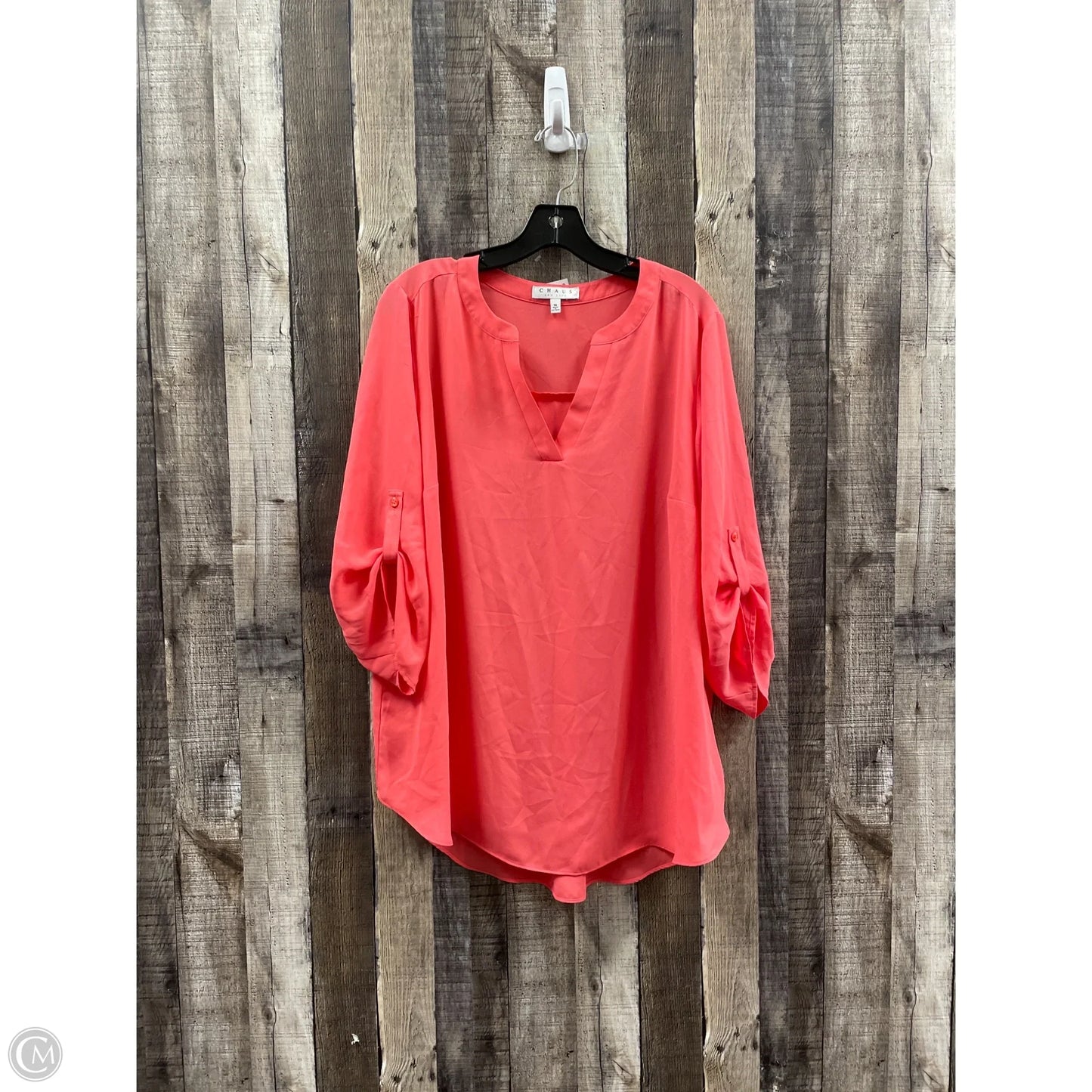 Top Short Sleeve By Chaus In Coral, Size: 1x