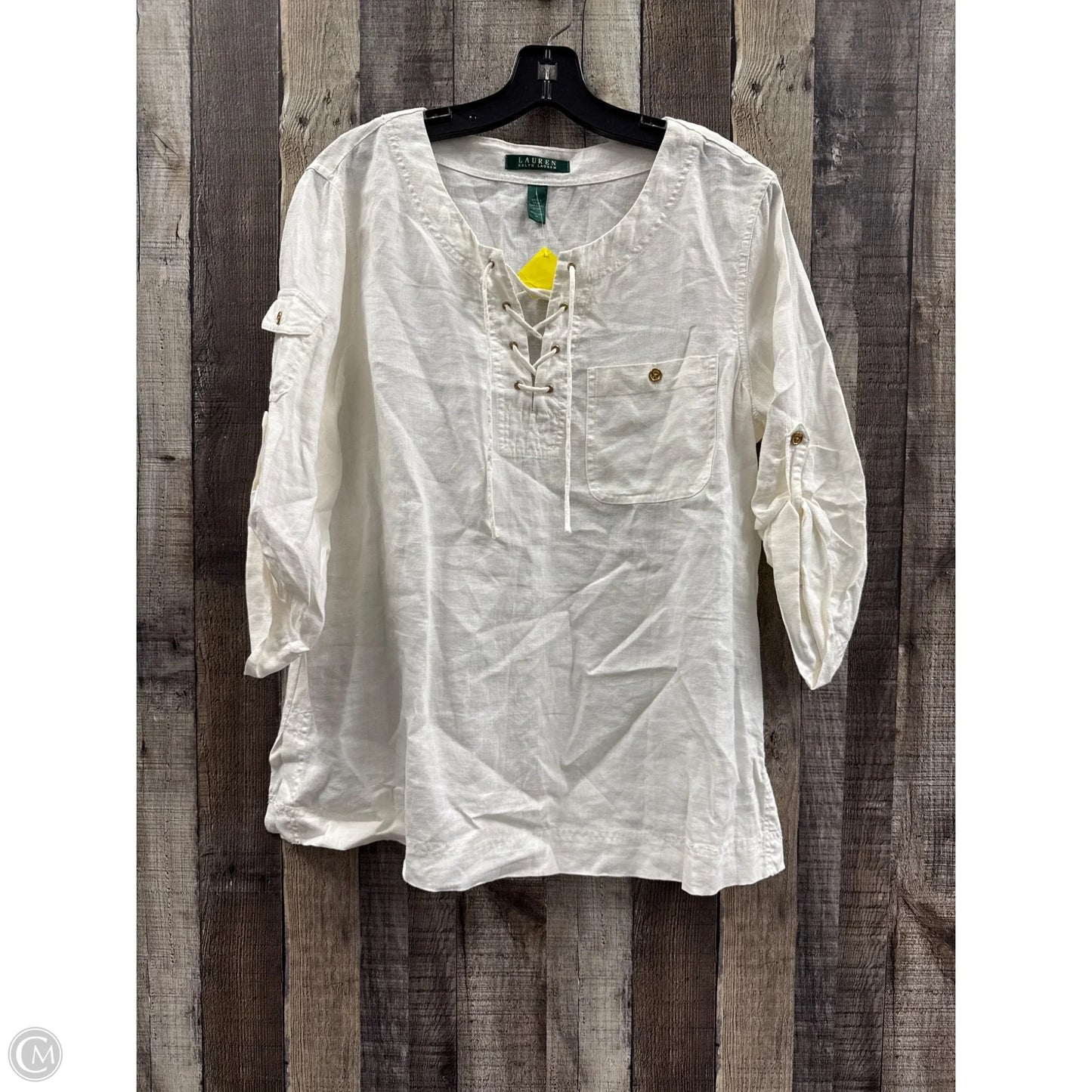 Top 3/4 Sleeve By Lauren By Ralph Lauren In White, Size: L