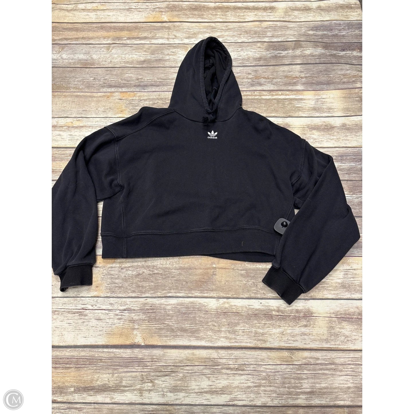 Athletic Sweatshirt Hoodie By Adidas In Black, Size: M