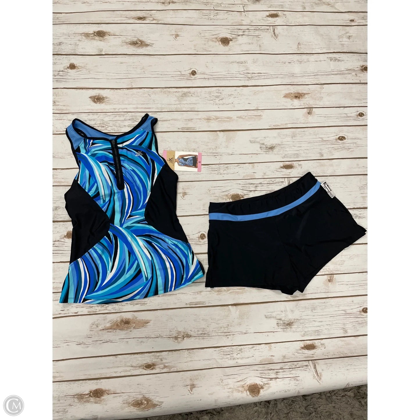 Swimsuit 2pc By Cme In Black & Blue, Size: S