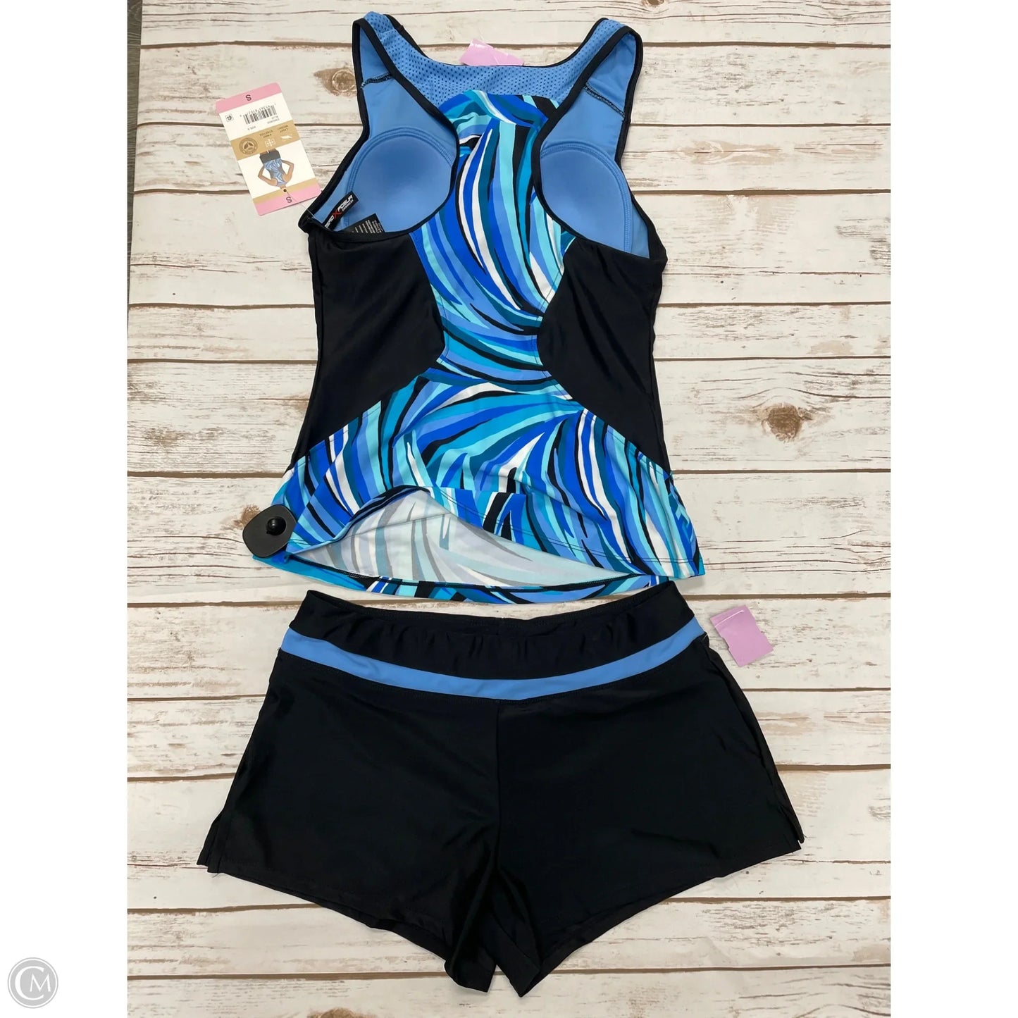 Swimsuit 2pc By Cme In Black & Blue, Size: S