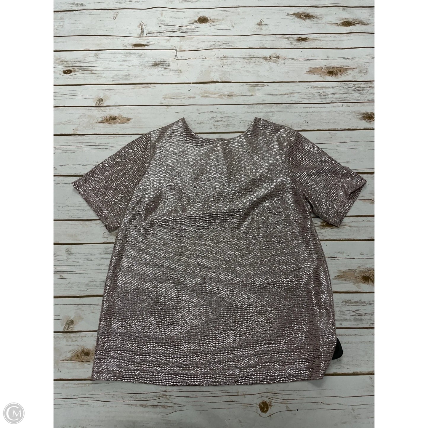 Top Short Sleeve By Monteau In Pink & Silver, Size: L