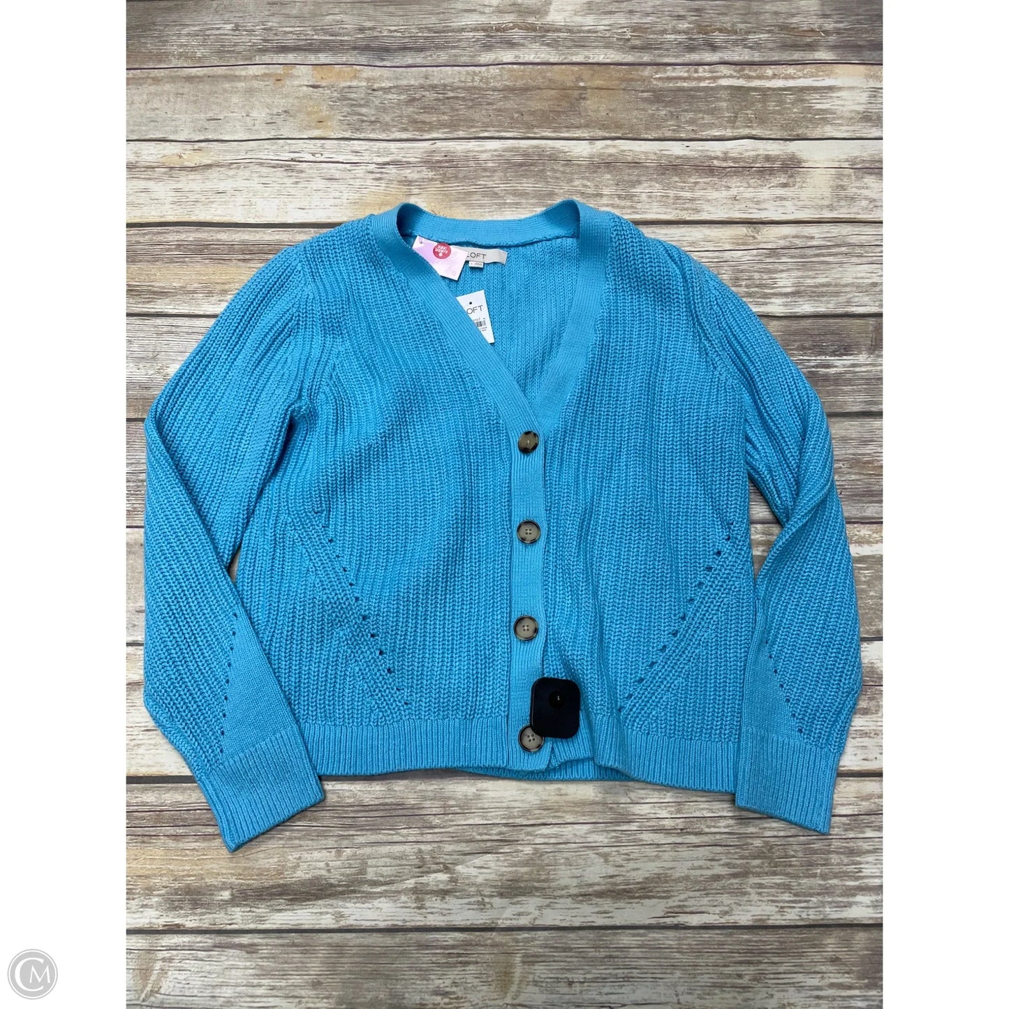 Sweater Cardigan By Loft In Blue, Size: L
