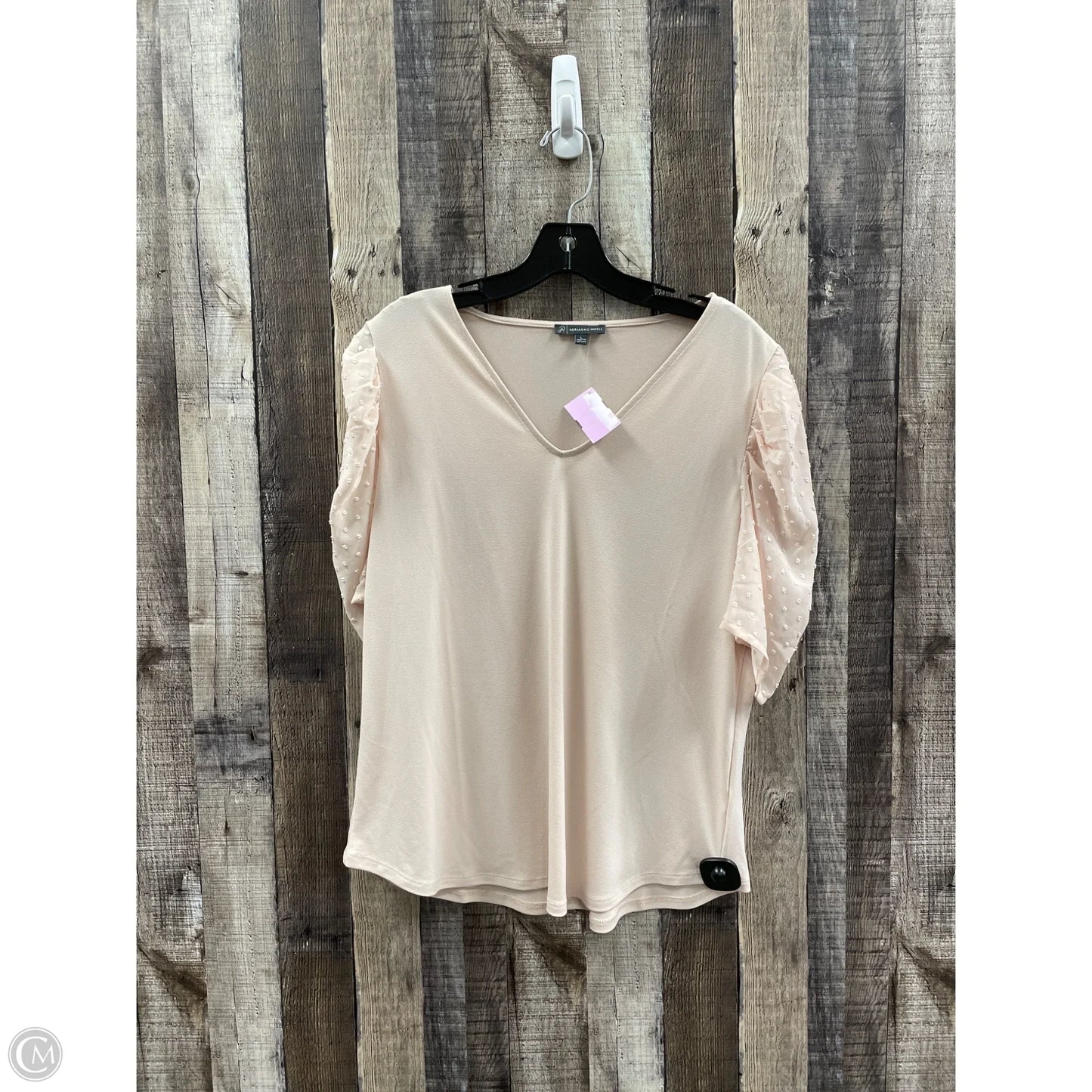 Top Short Sleeve By Adrianna Papell In Tan, Size: L