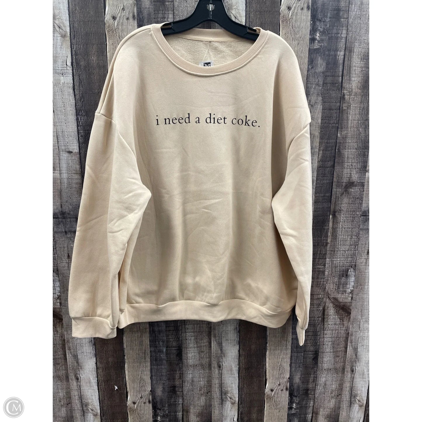 Sweatshirt Crewneck By Shein In Tan, Size: 4x