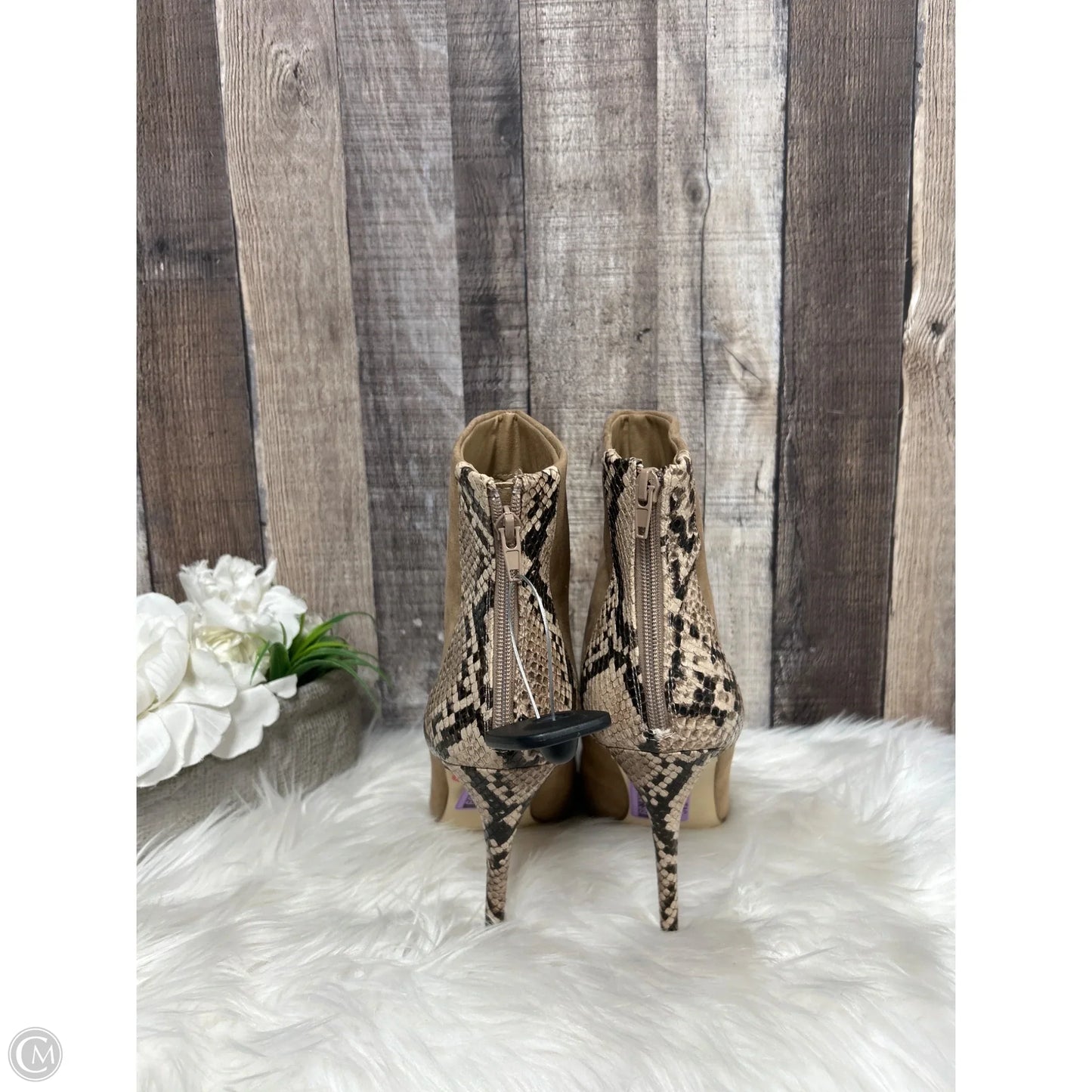 Boots Ankle Heels By Just Fab In Tan, Size: 11