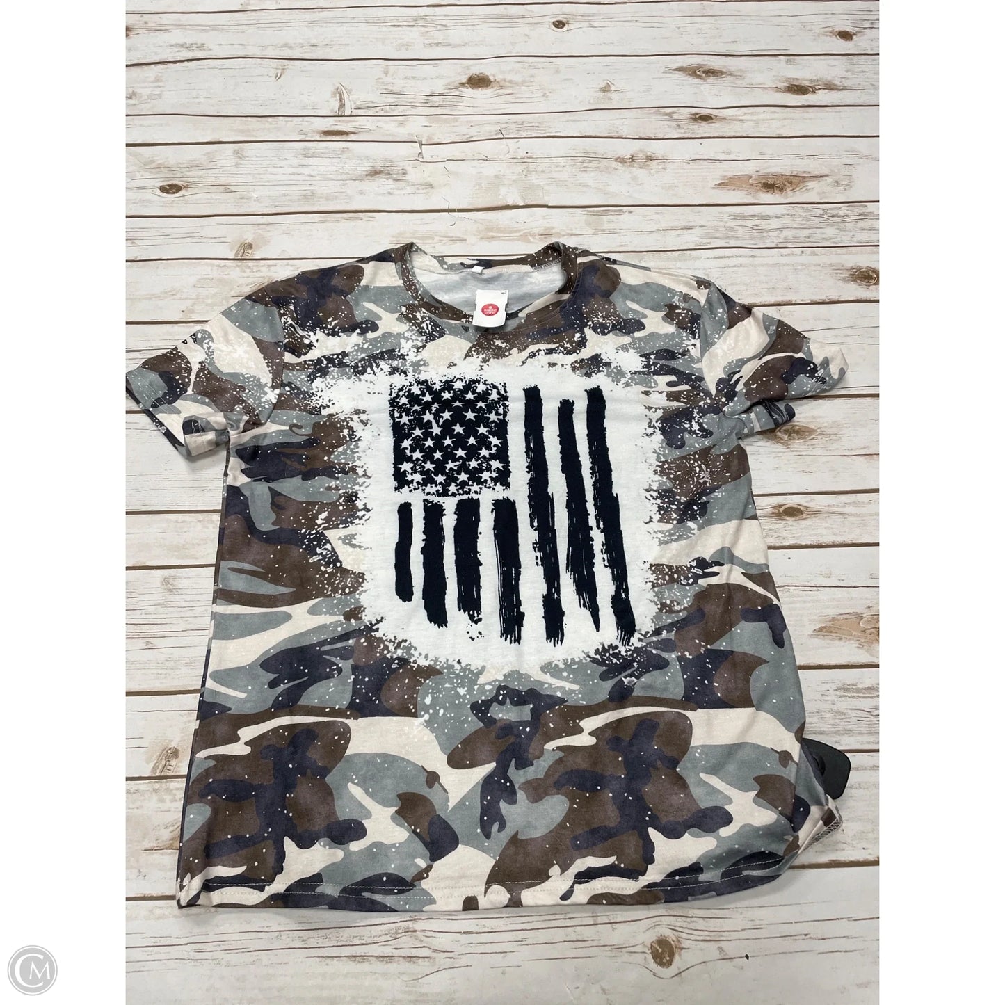 Top Short Sleeve By Cmf In Multi-colored, Size: L