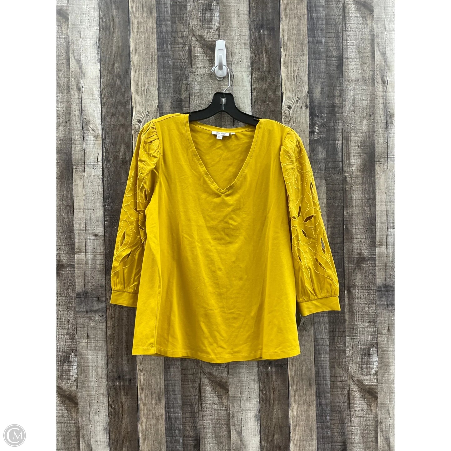 Top Long Sleeve By Chicos In Gold, Size: L