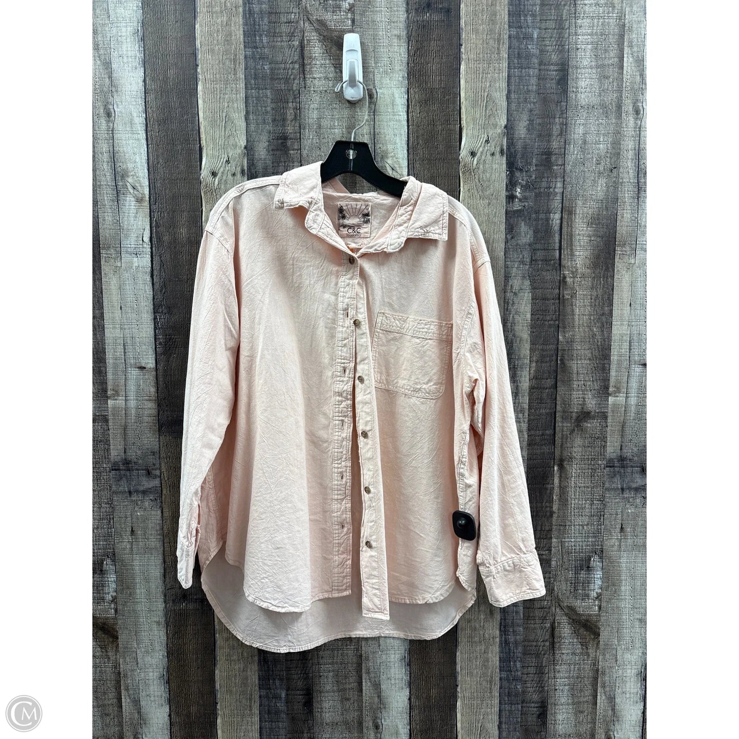 Top Long Sleeve By C And C In Peach, Size: M
