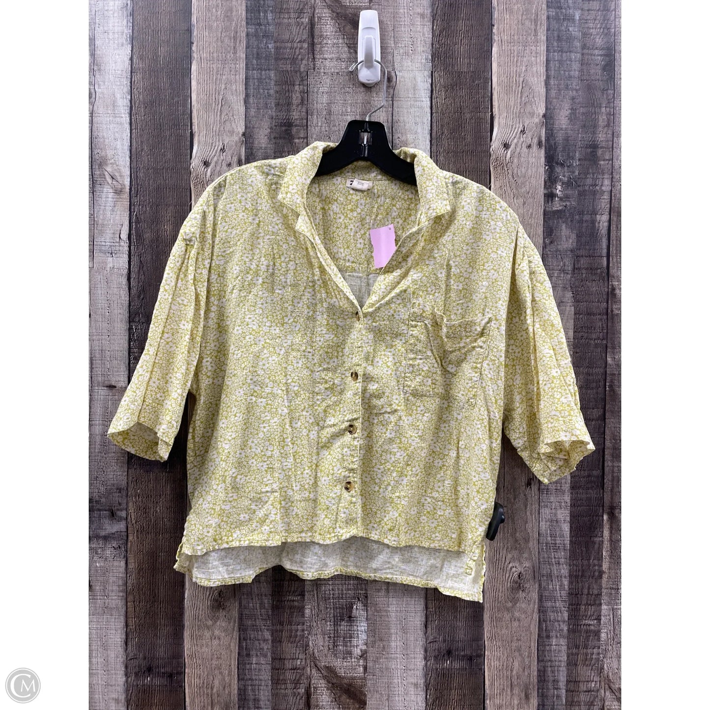 Top Short Sleeve By Billabong In Yellow, Size: S