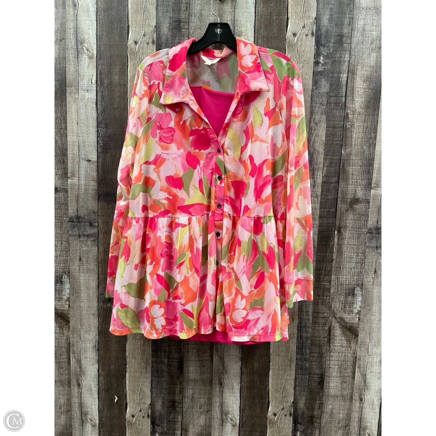 Top Long Sleeve By Terra & Sky In Multi-colored, Size: 2x